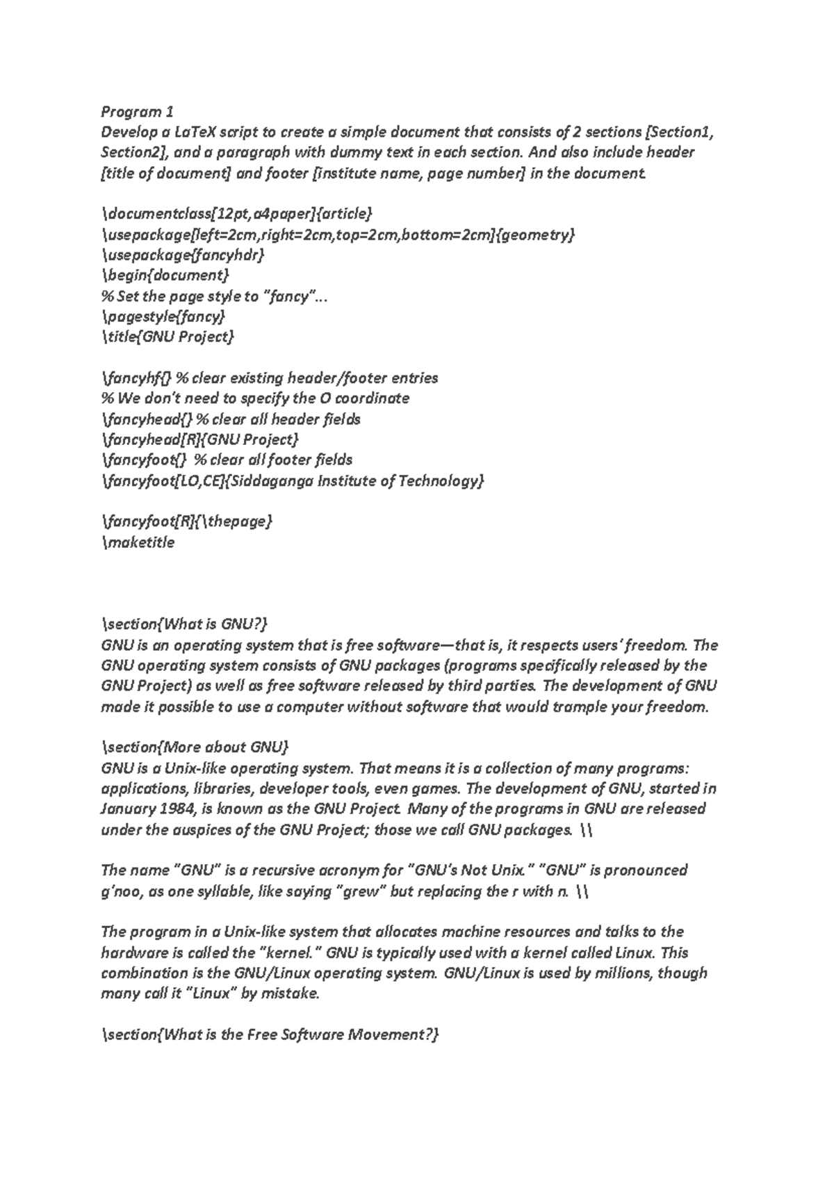 Programs 1-12: LaTeX Lab Code for Document Creation and Formatting ...