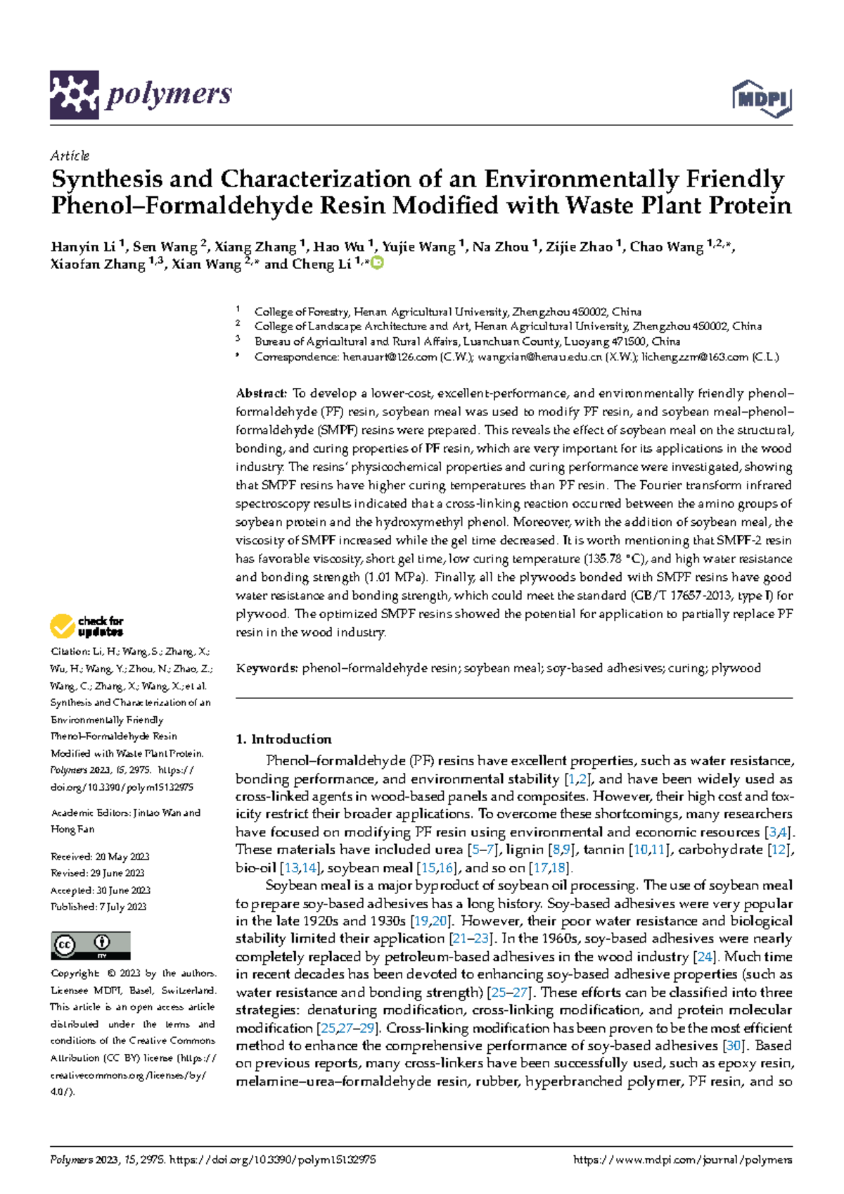 Synthesis and Characterization of Environmentally Friendly SMPF Resin ...