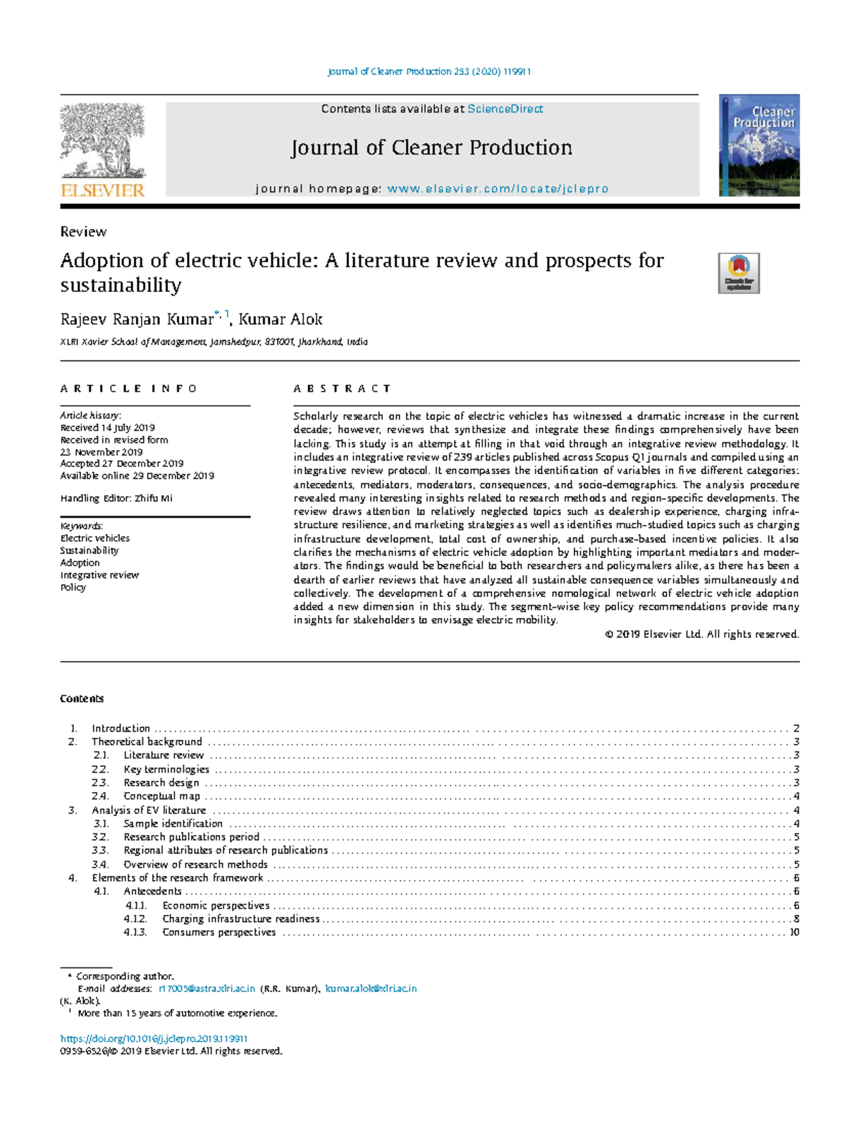 Kumar 2020 - Literature Review on Electric Vehicle Adoption and ...