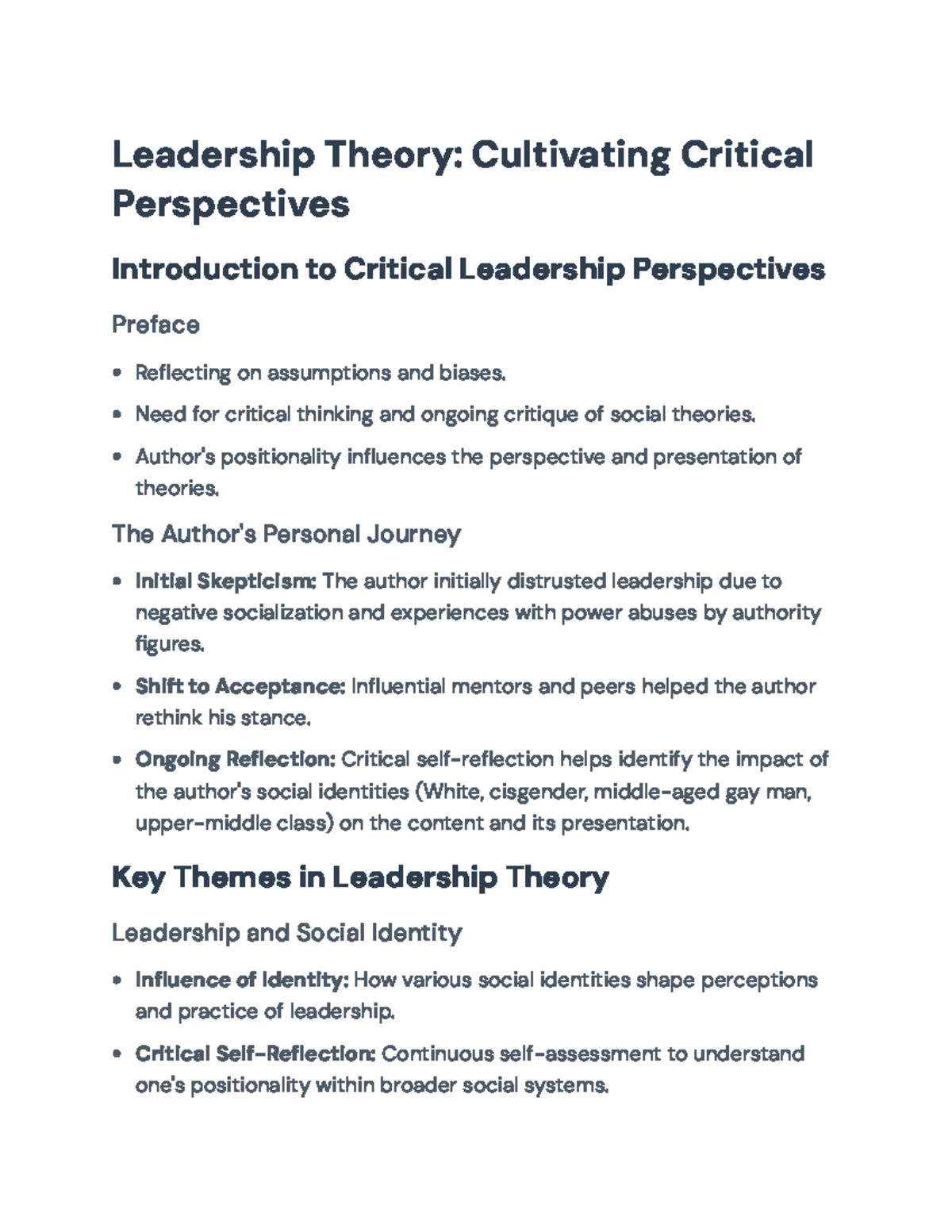 Critical Perspectives on Leadership Theory and Social Identity: A ...
