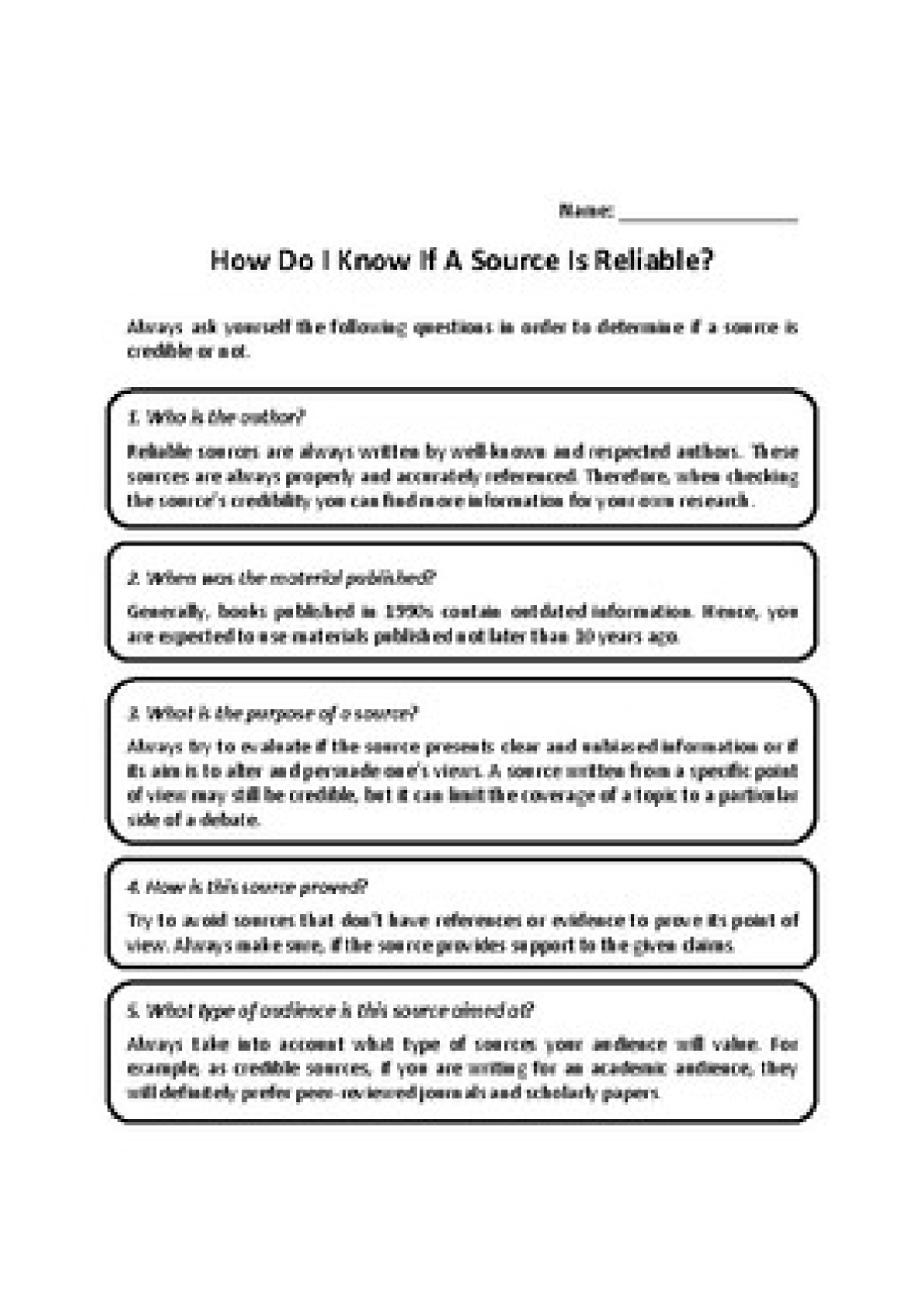 Evaluating Source Reliability: Key Questions to Consider - Studocu