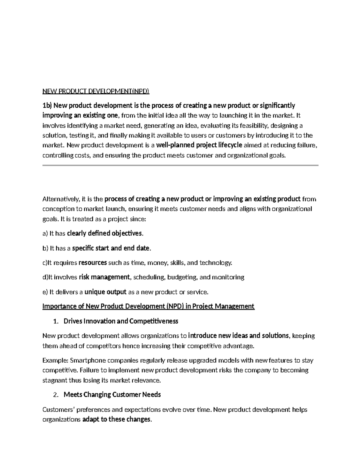 NPD 1b) Importance of New Product Development in Project Management ...