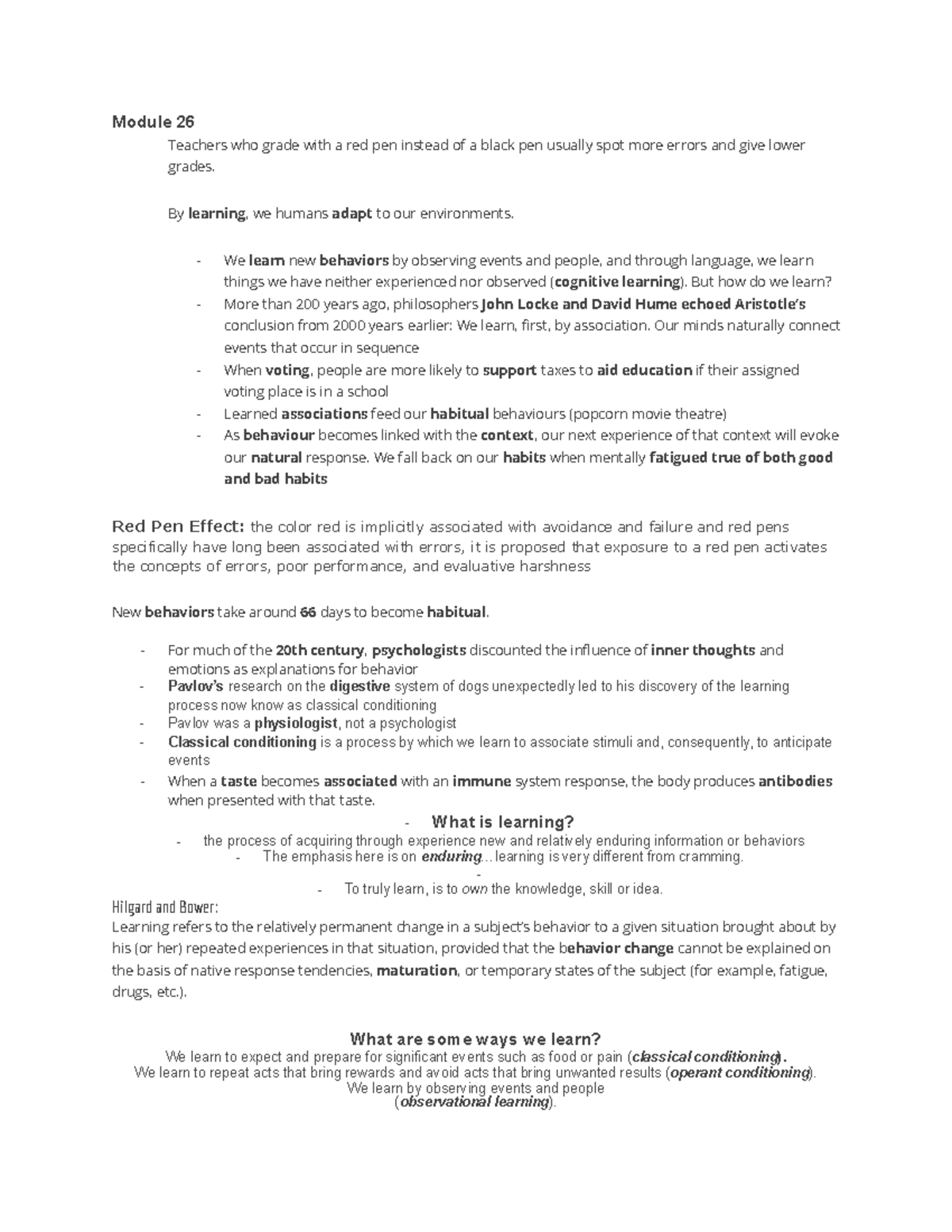 Unit 6 - Chapter 6 notes - Module 26 Teachers who grade with a red pen ...
