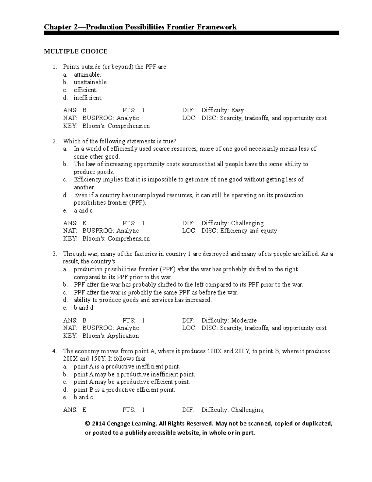 Chapter 02 - Production Possibilities Frontier Exercises - Studocu