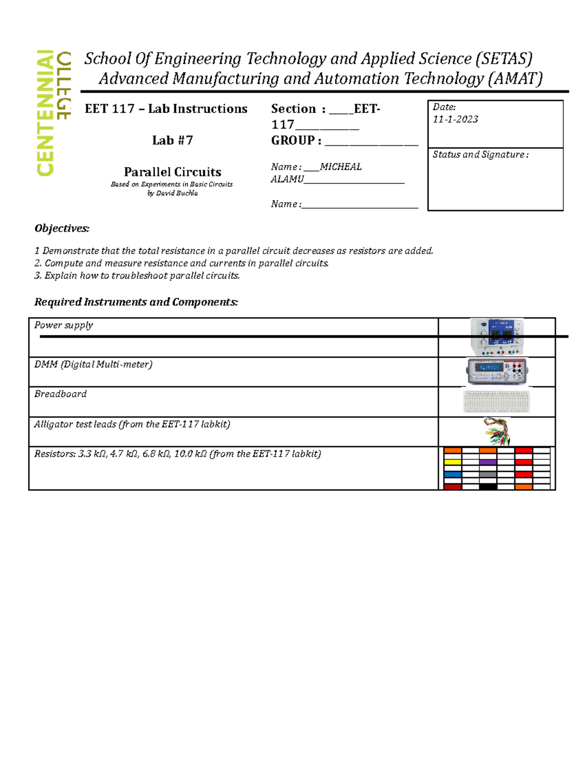 EET-117 LAB 7 F21 - assignment - School Of Engineering Technology and ...
