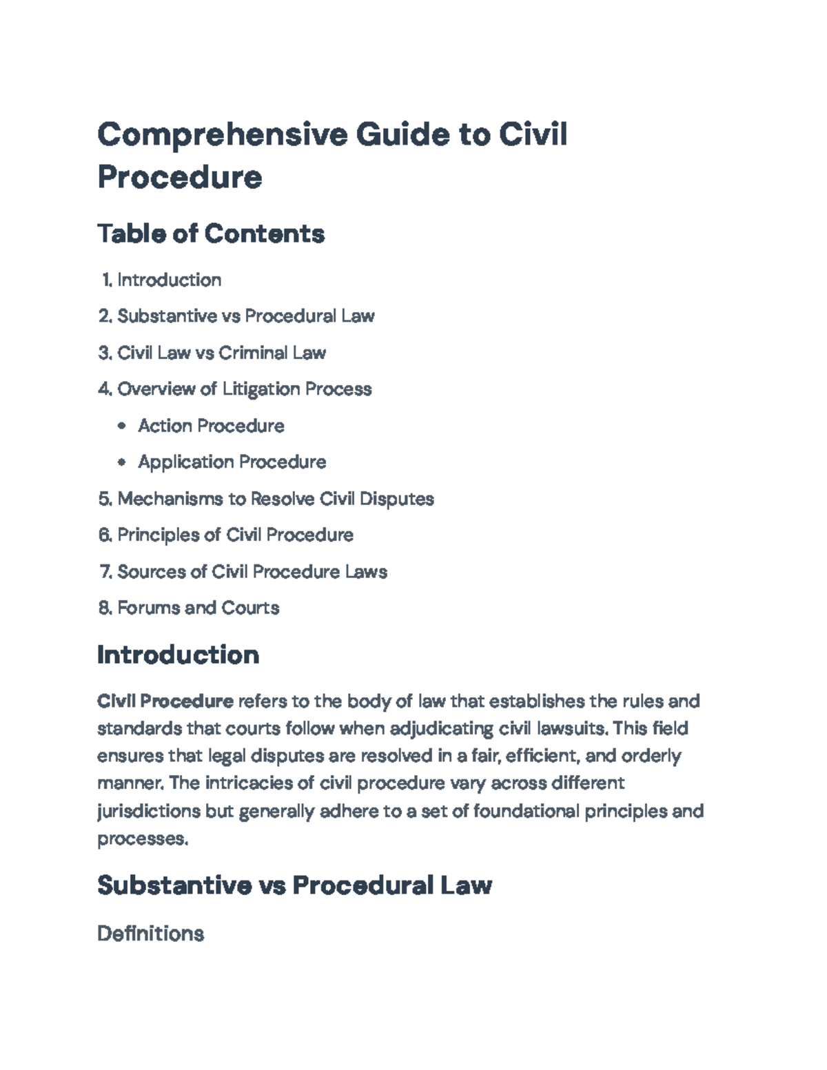 Comprehensive Guide to Civil Procedure (LAW 101) - Comprehensive Guide ...