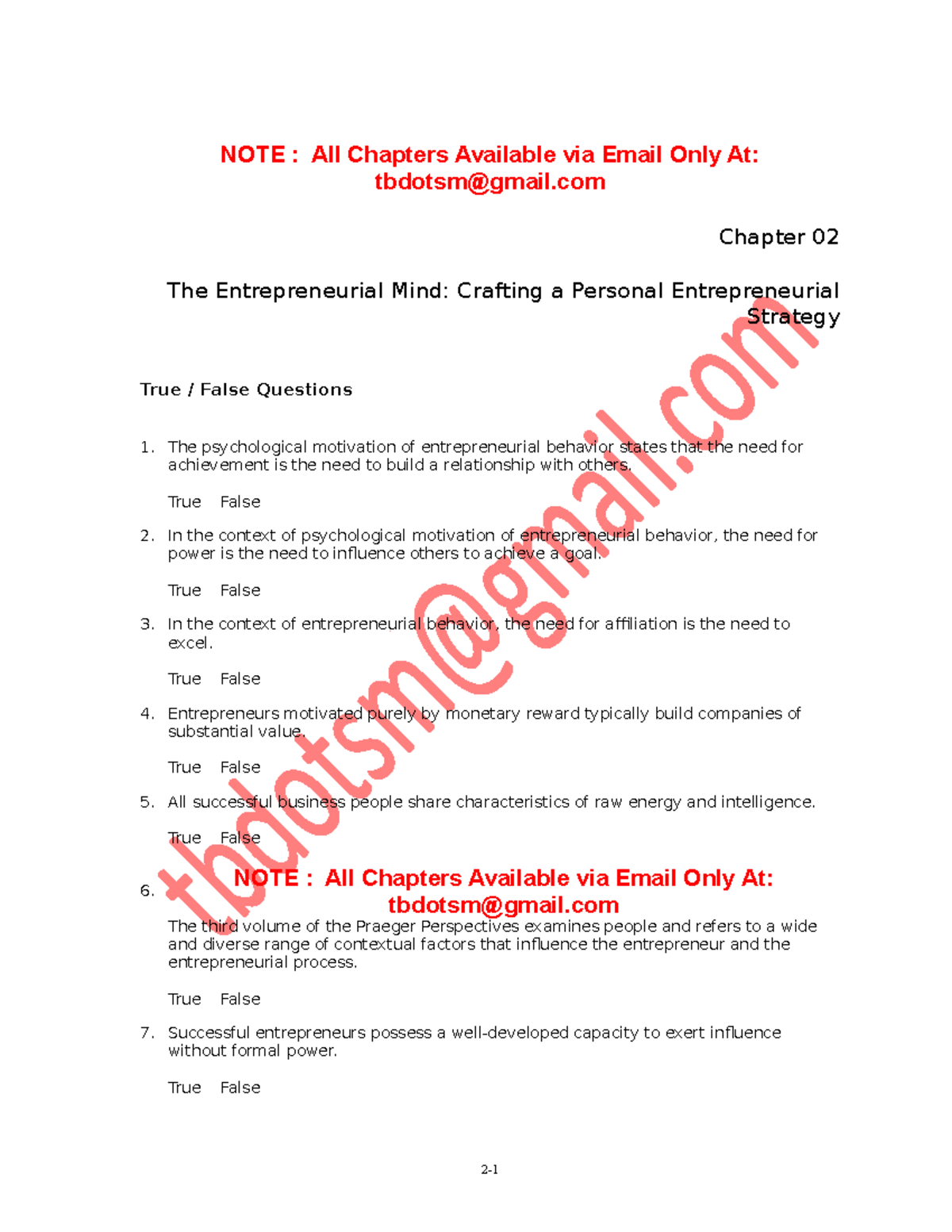 Solutions and Test Bank For New Venture Creation, Entrepreneurship for ...