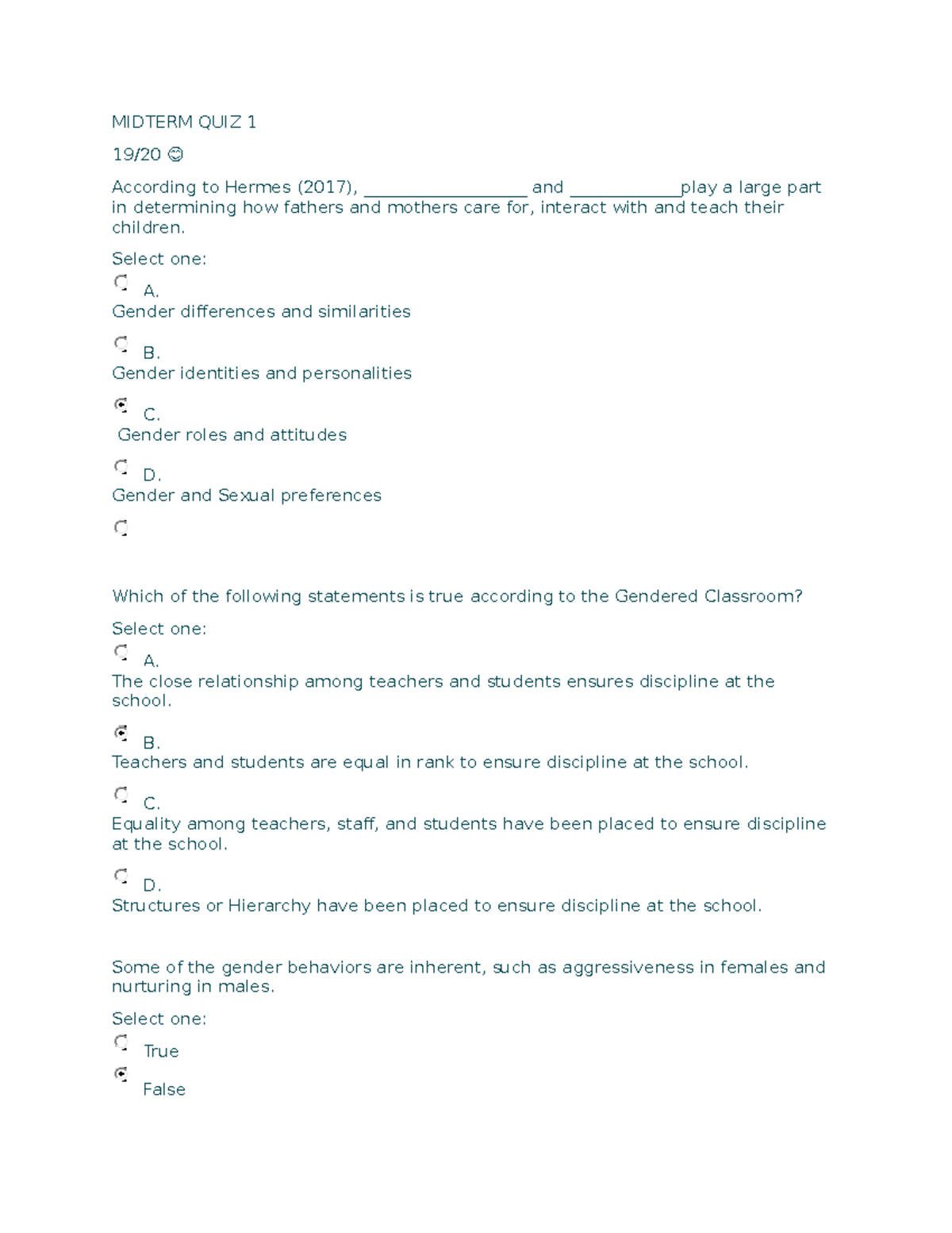 Gender and Society Midterm Quiz 1 & 2 Review Notes - Studocu
