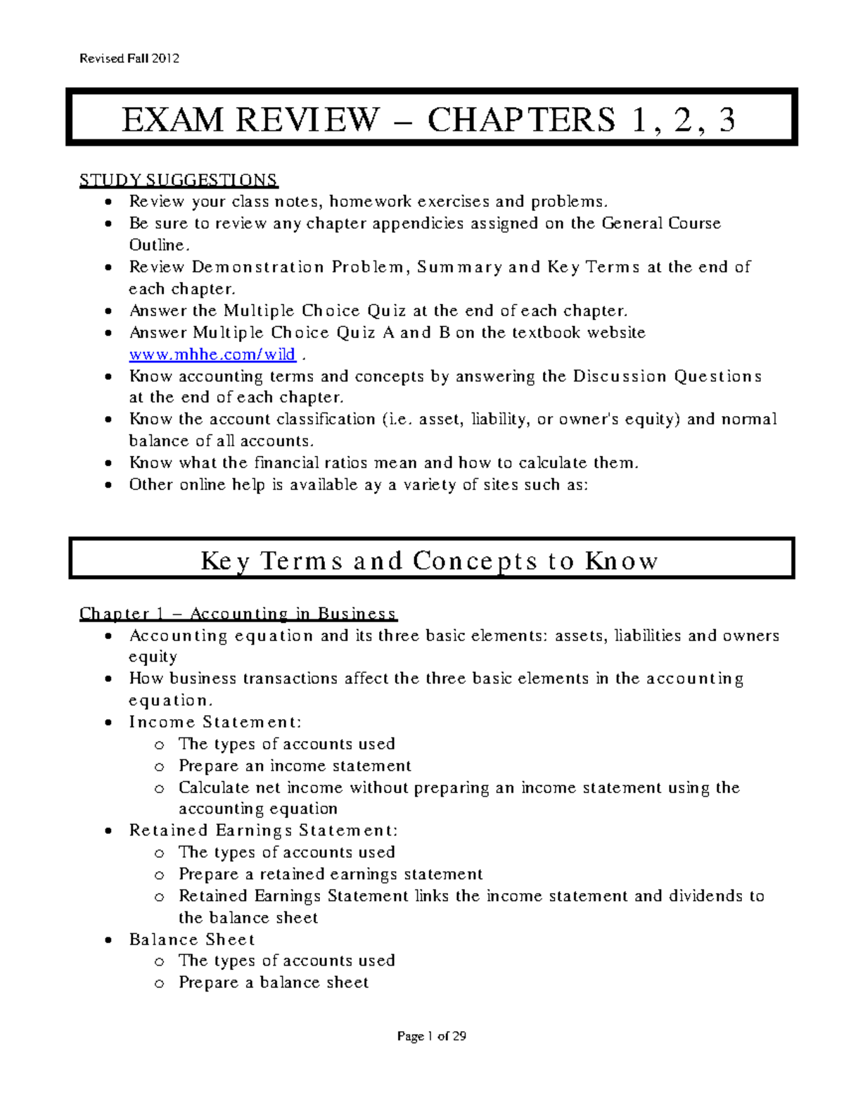 ACC101 Revised Exam Review: Chapters 1-3 Study Guide - Studocu