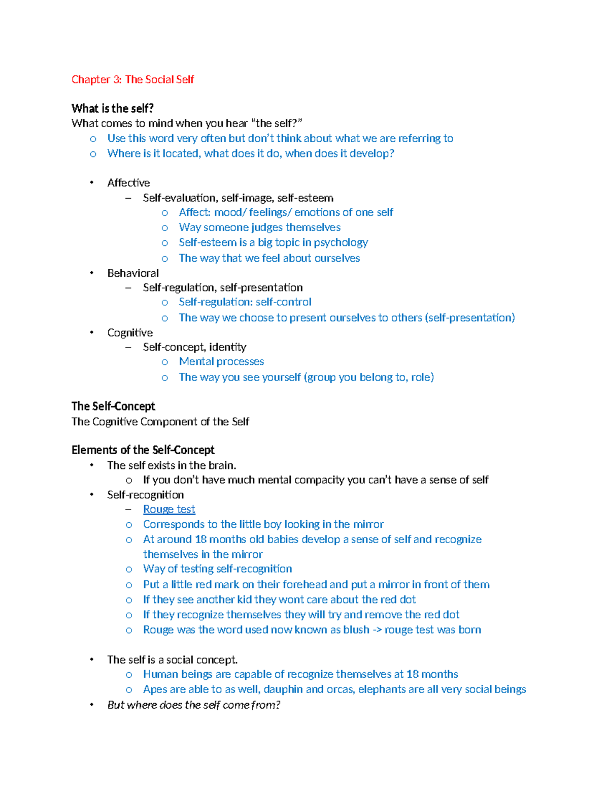 Chapter 3: The Social Self - Class Notes (Psych 101) - Studocu