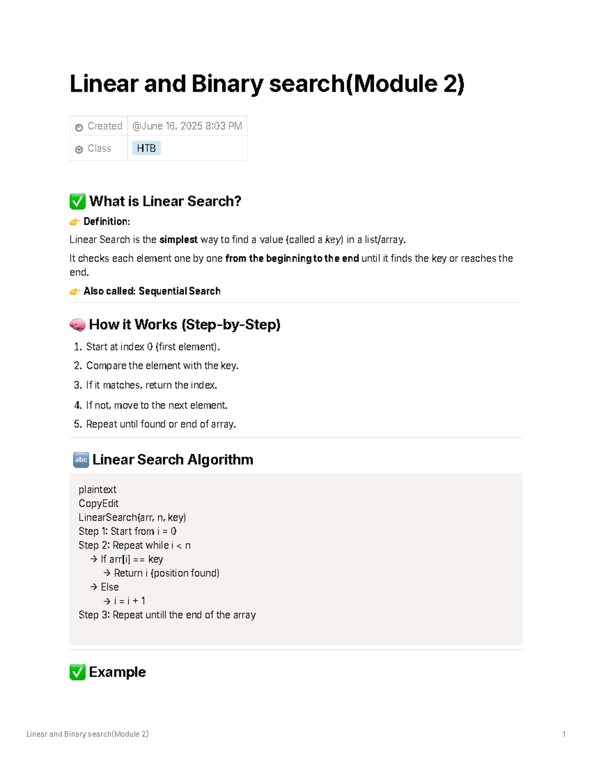 Linear and Binary Search Concepts (Module 2) - Studocu