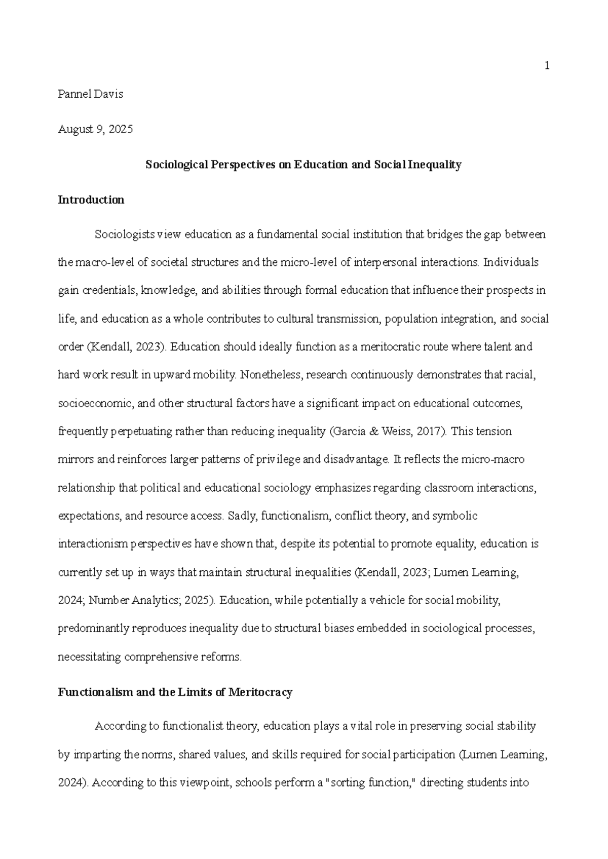 SOC 101 Final Research Paper: Education & Social Inequality ...