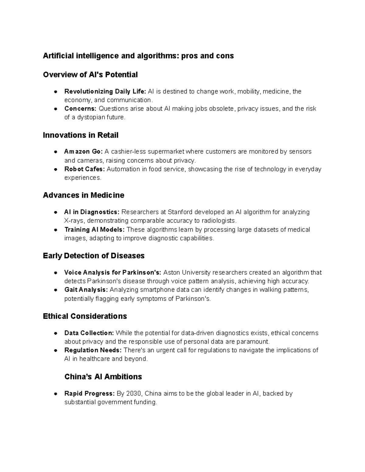 Global management 200 notes - Artificial intelligence and algorithms ...