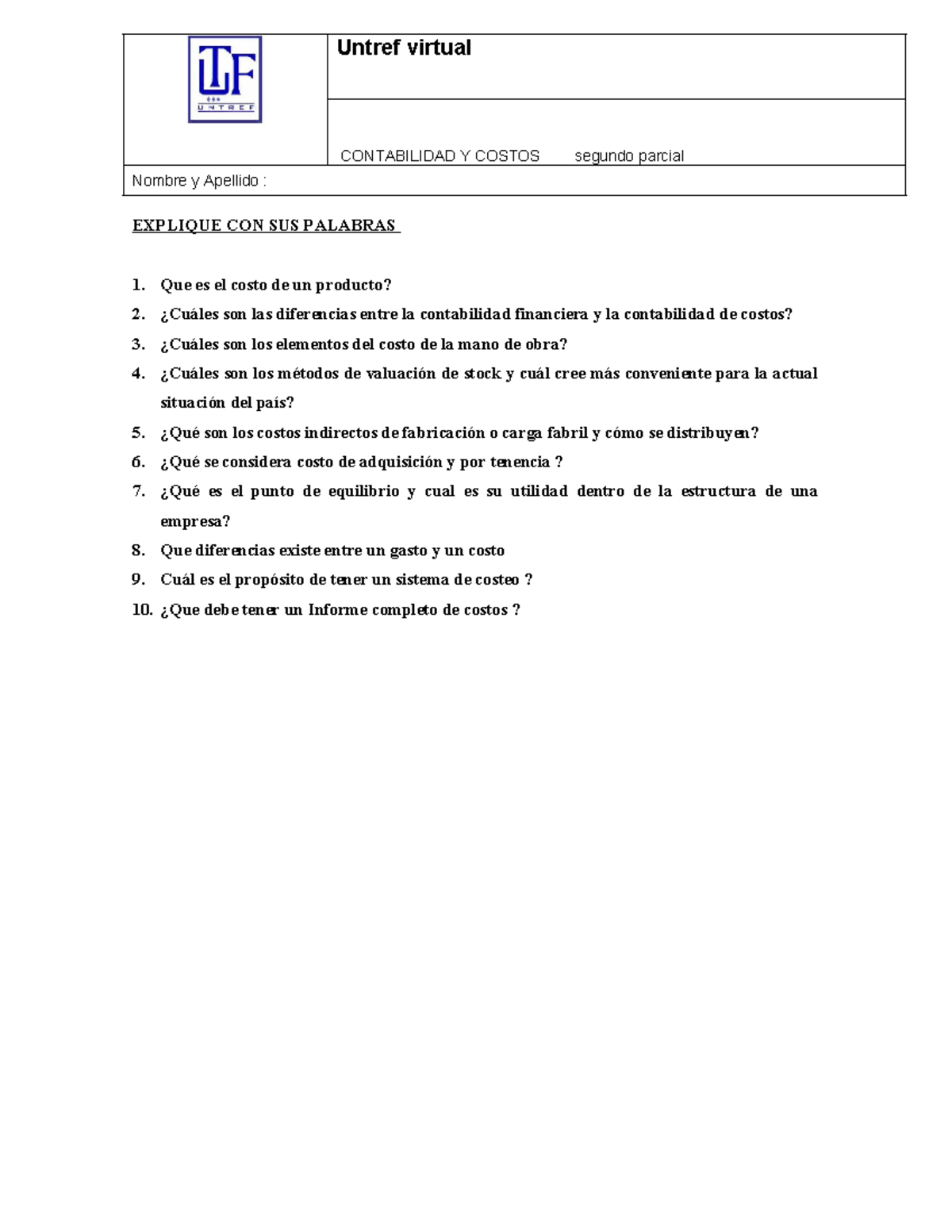 Segundo Parcial de Contabilidad y Costos 2024 - Respuestas Clave - Studocu