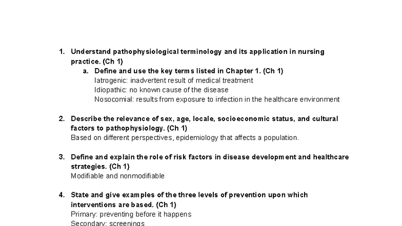 Pathophysiology Final Exam Study Guide (NUR 101) - Key Concepts ...