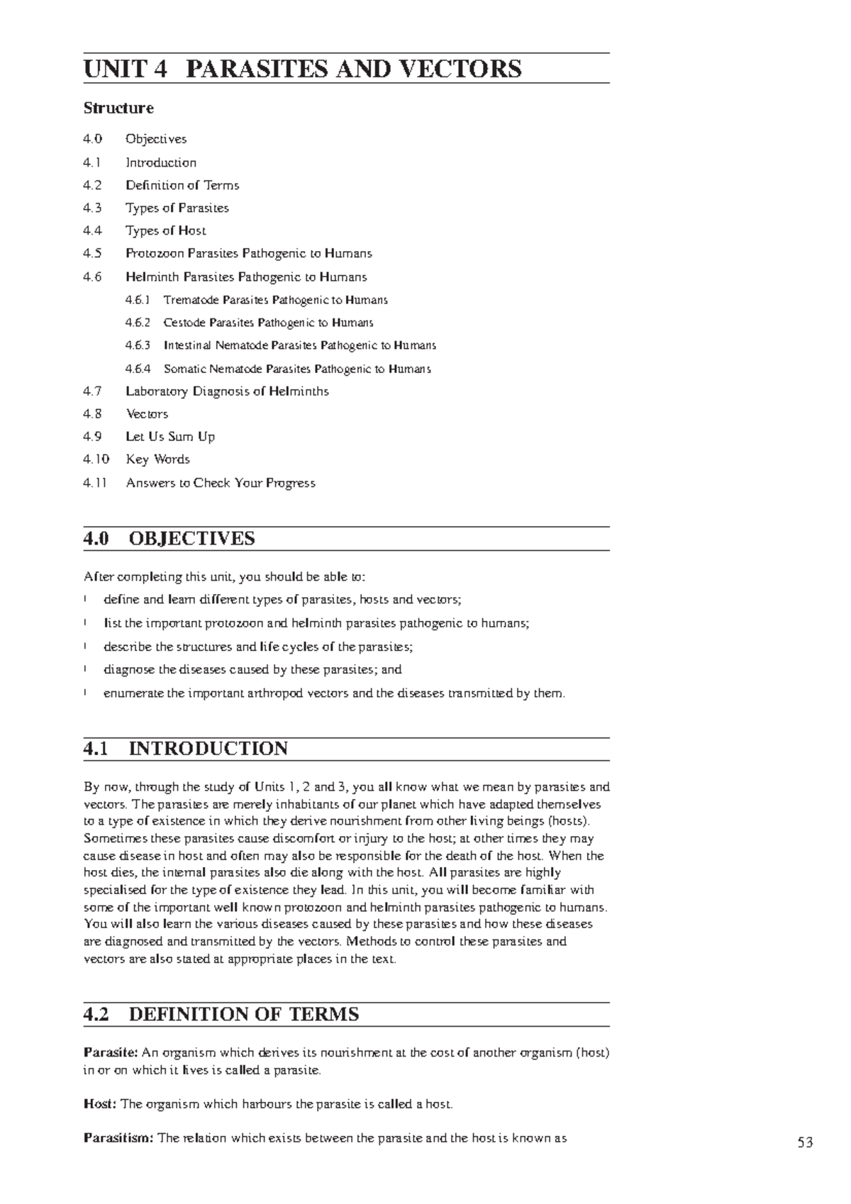 UNIT 4: PARASITES AND VECTORS - Comprehensive Study Guide - Studocu