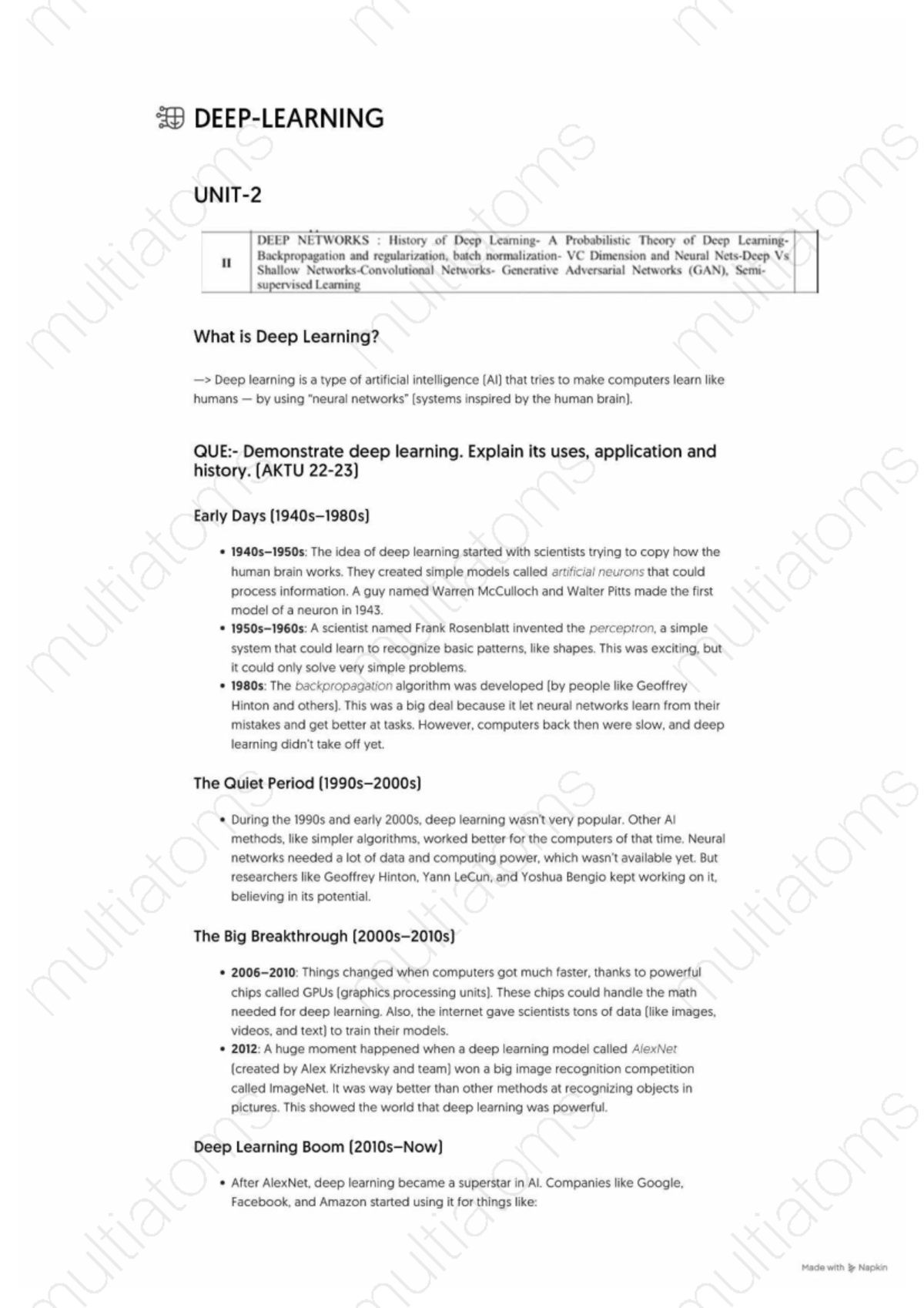 Deep Learning Unit 2 Notes - Studocu