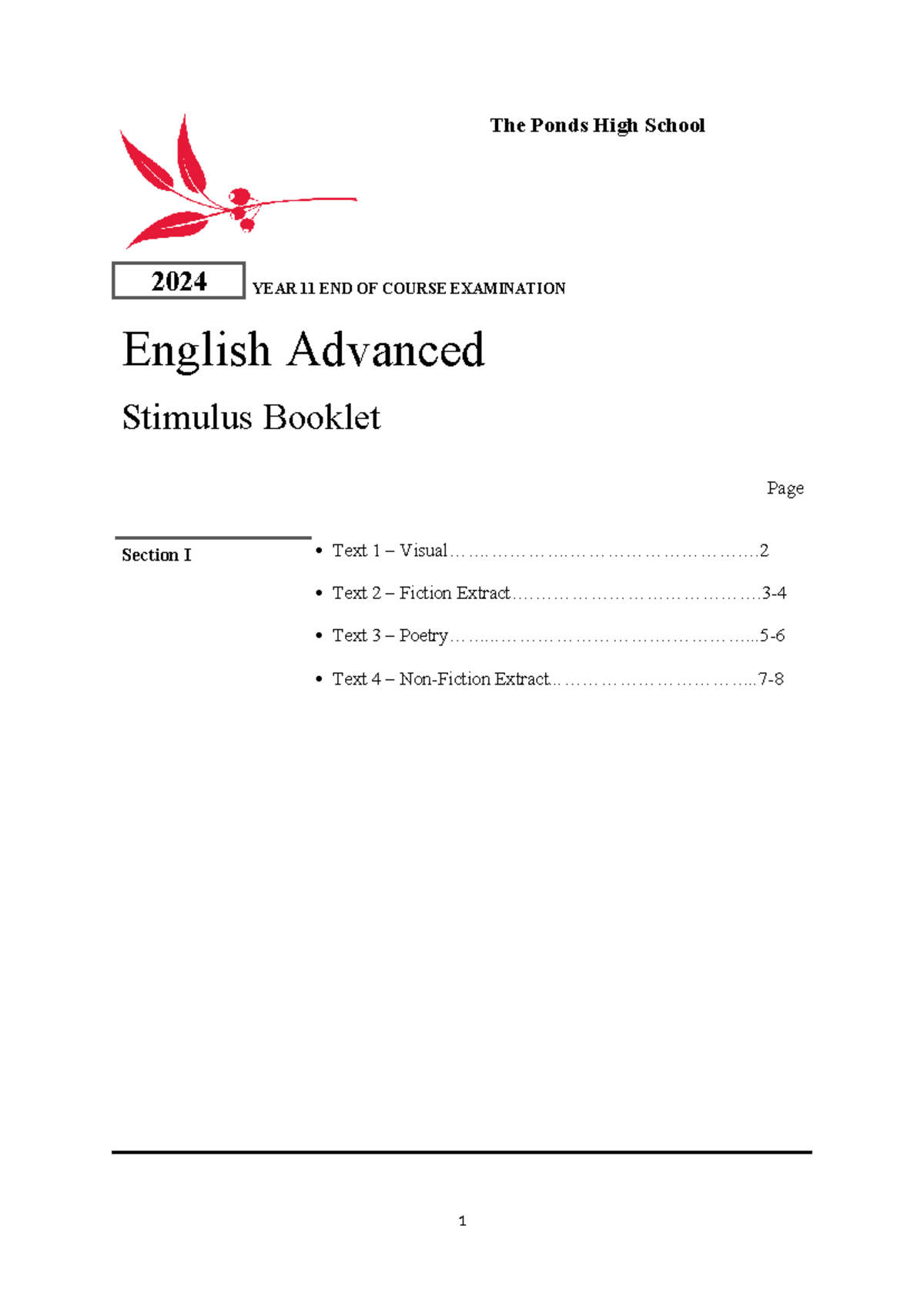 Year 11 English Advanced 2024 EOC Exam Stimulus Booklet - Studocu