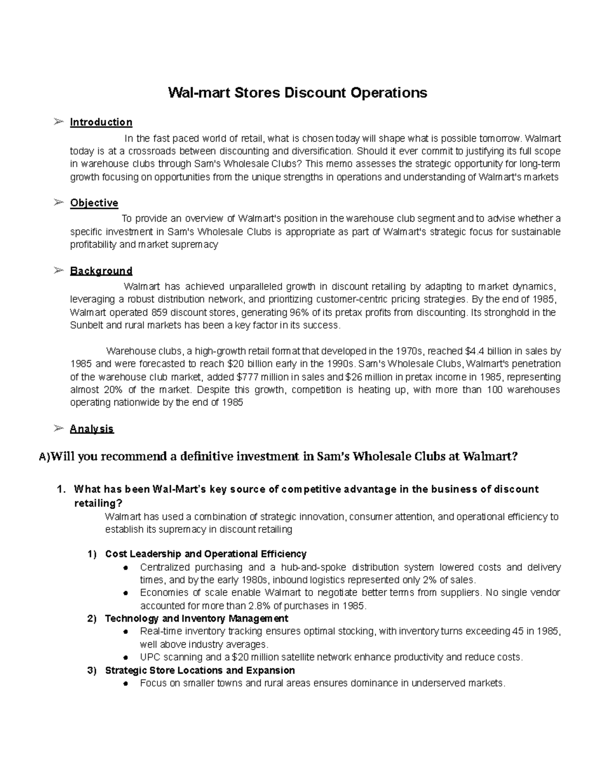 Walmart Case : Strategic management - Wal-mart Stores Discount ...