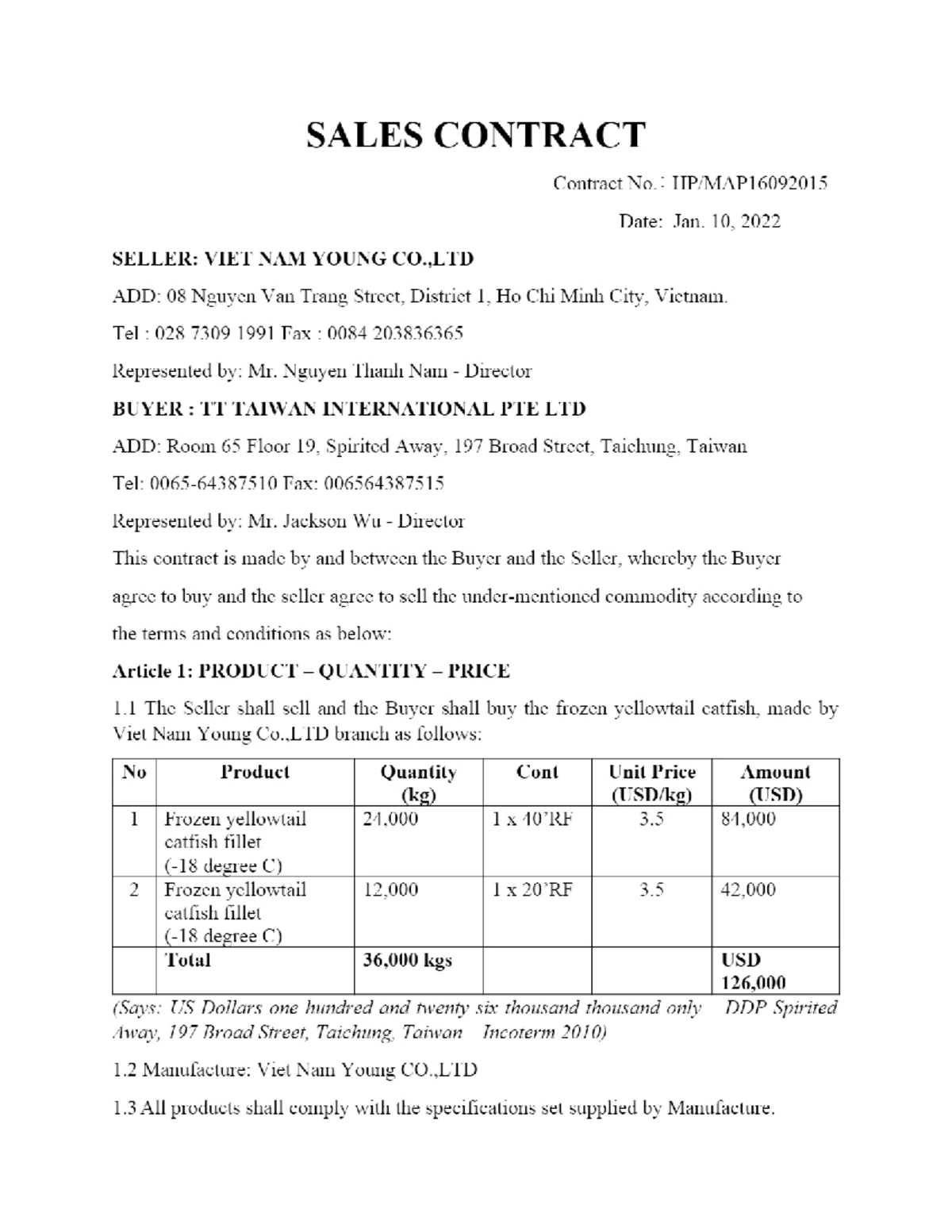 Sales Contract No. 090217 for Daewon Pharma to Sao Kim JSC - Studocu