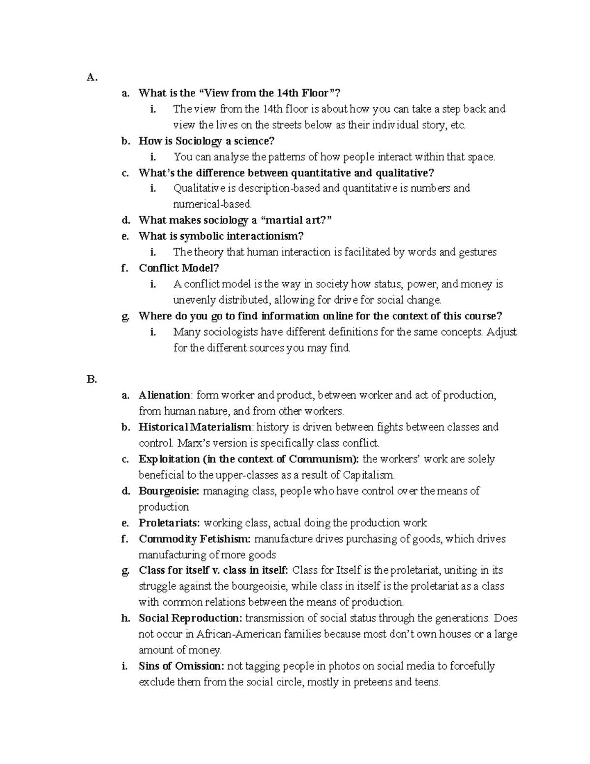 SOC 001 Final Review: Key Concepts and Theories in Sociology - Studocu
