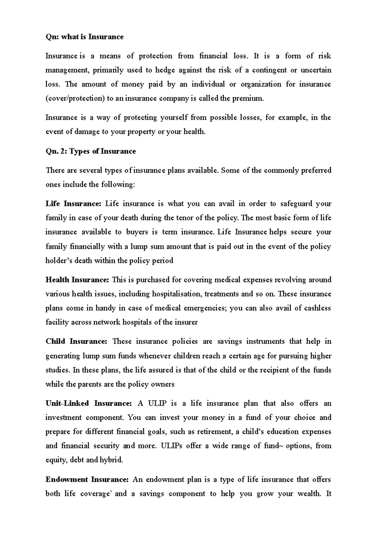 Insurance Overview and Types: Understanding Financial Protection - Studocu