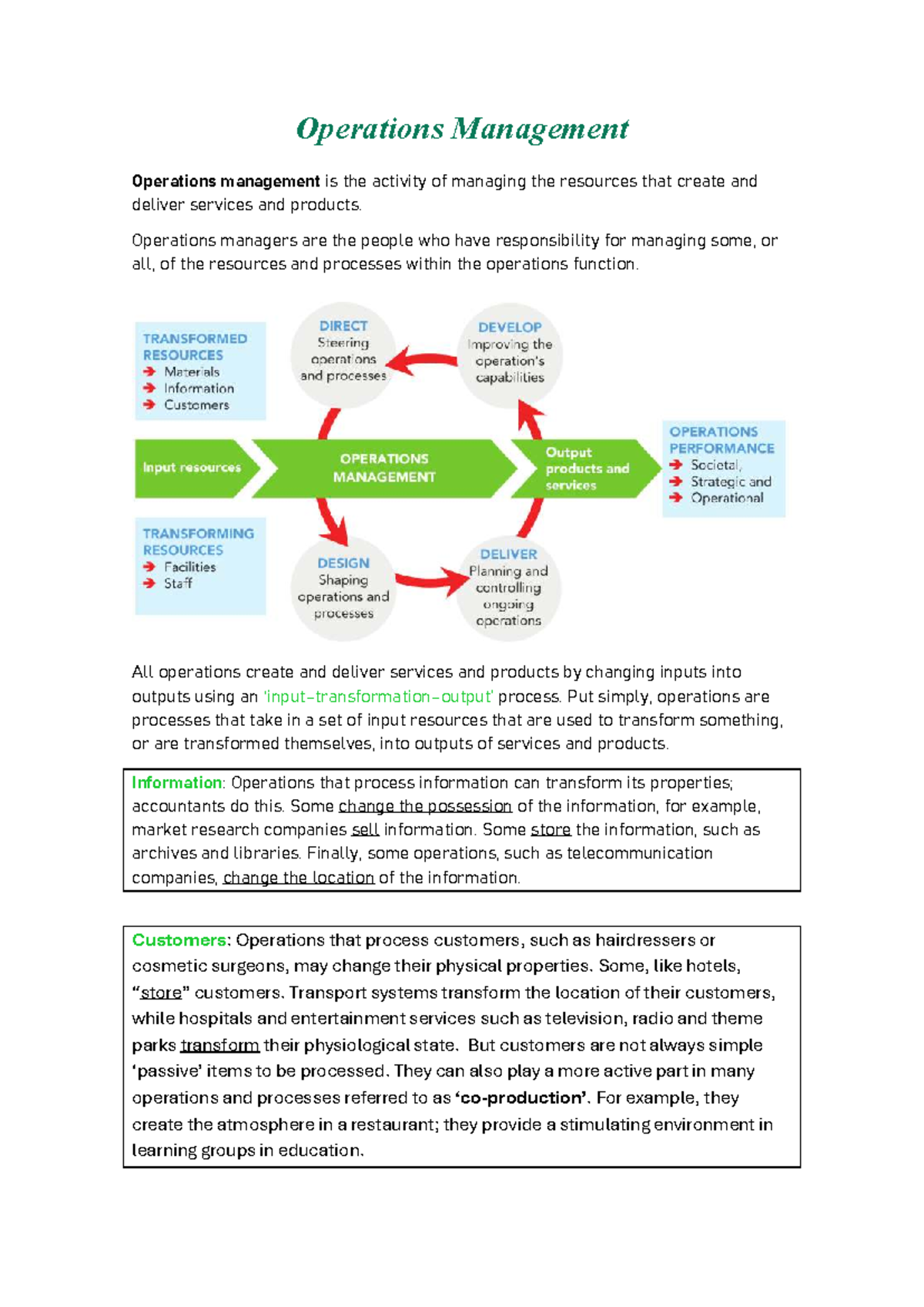 Operations Management: Understanding Processes and Customer Impact ...