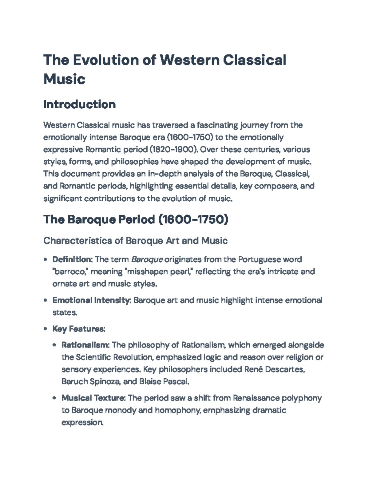 The Evolution of Western Classical Music: Baroque to Romantic Periods ...