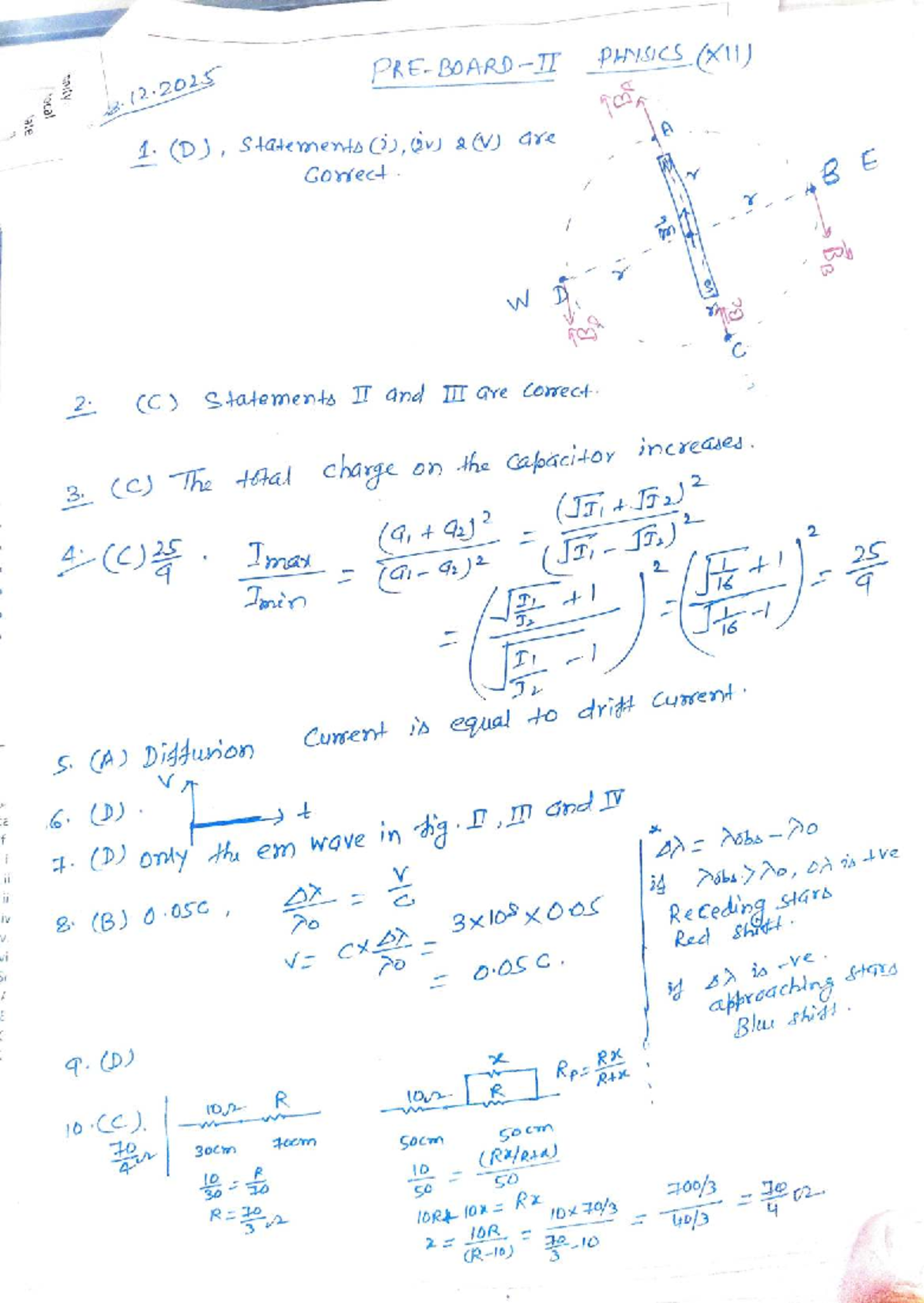 PHY. Pre-Board Exam - XII Physics Study Notes - Studocu