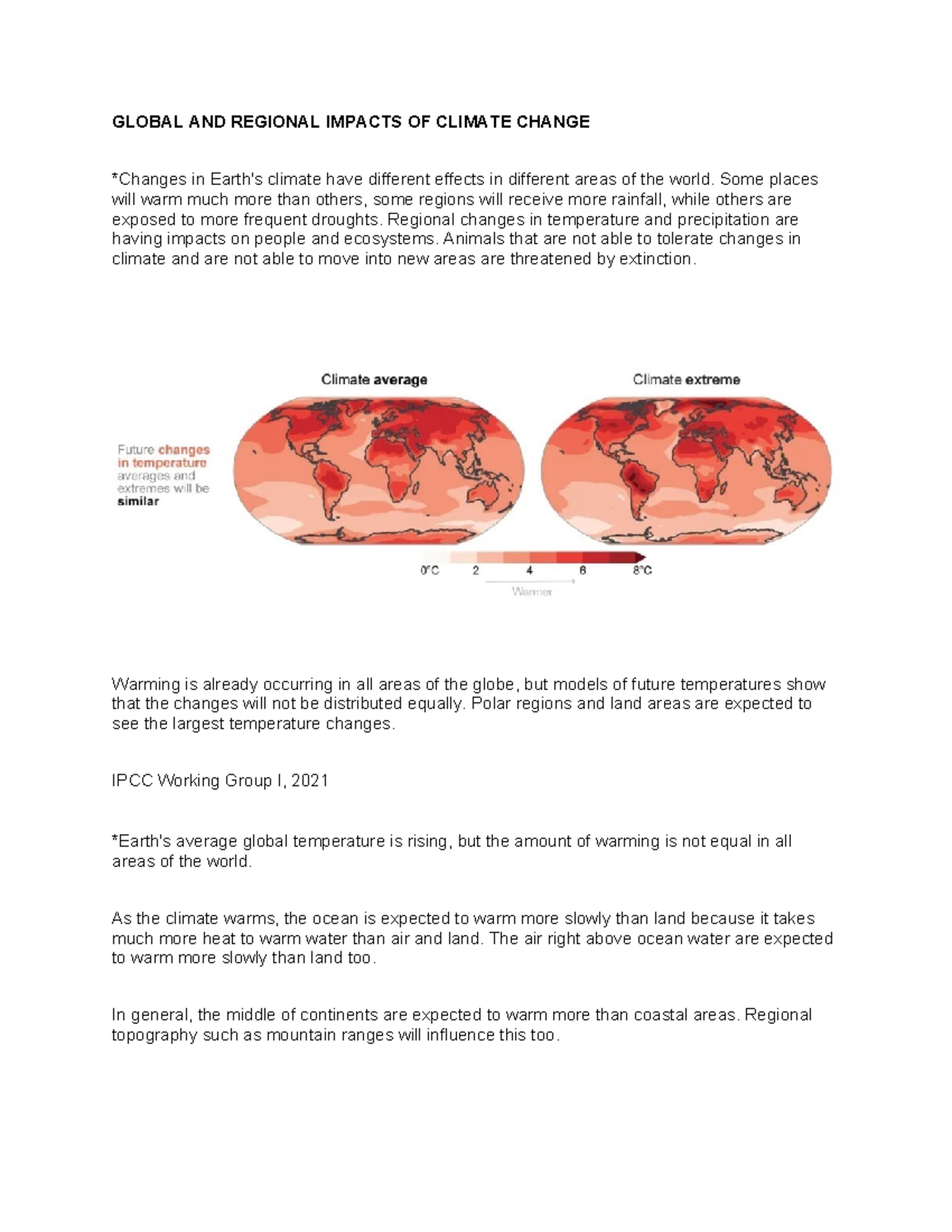 Global Warming x Climate Change - GLOBAL AND REGIONAL IMPACTS OF ...