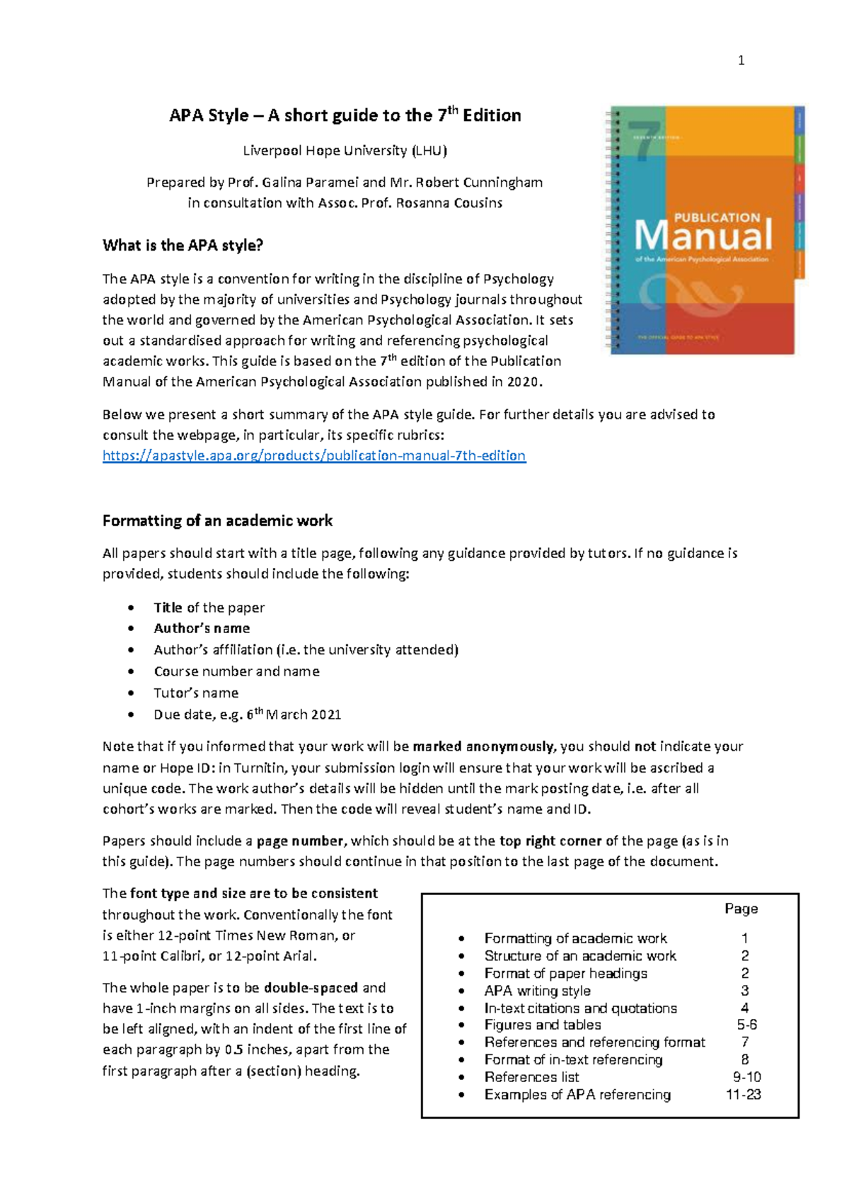 APA Style 7th Edition: A Short Guide for LHU Students - Studocu
