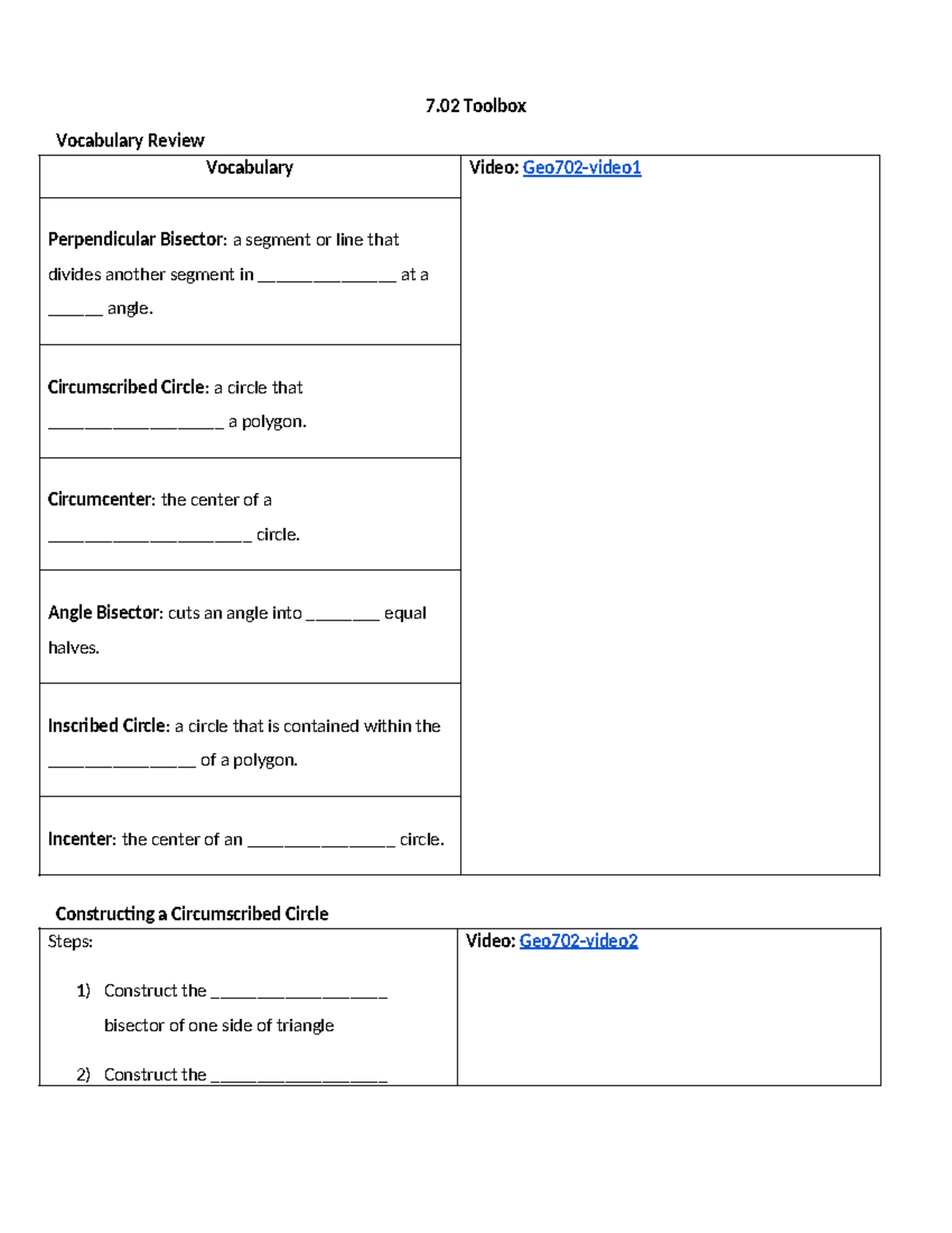V22 702 Toolbox - Geometry Circle Construction Notes - Studocu