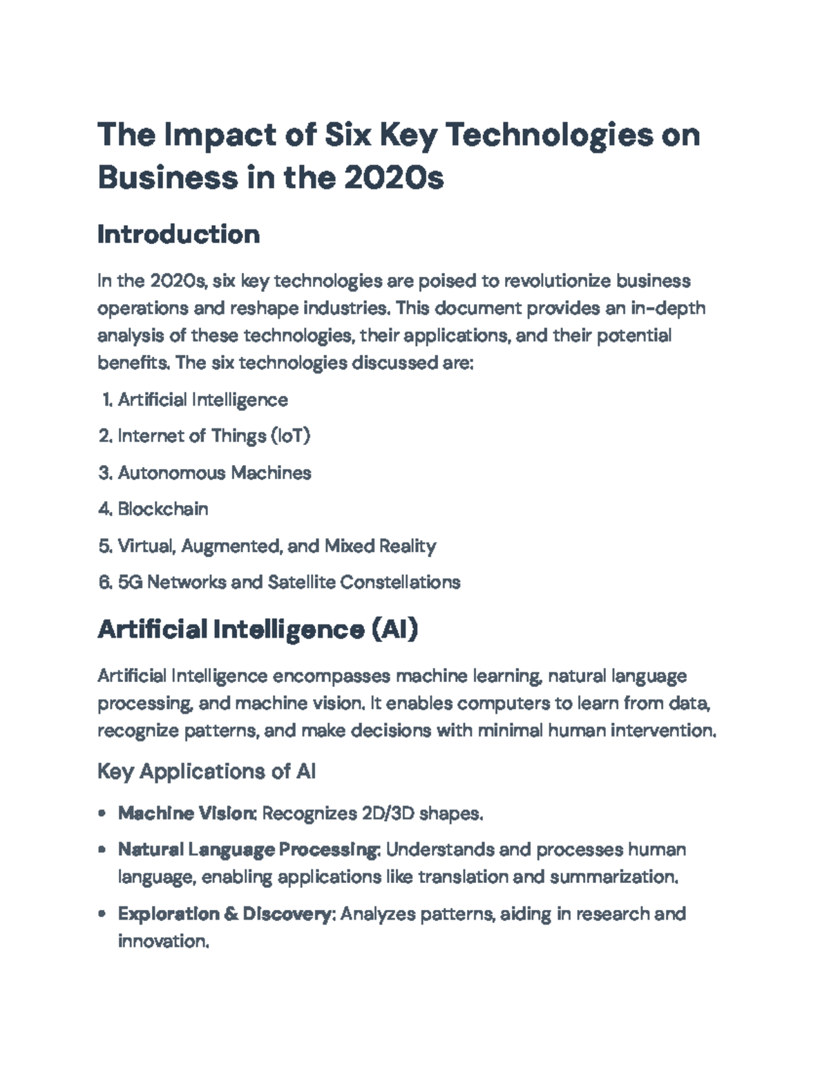 The Impact of 6 Key Technologies on Business Strategy in the 2020s ...