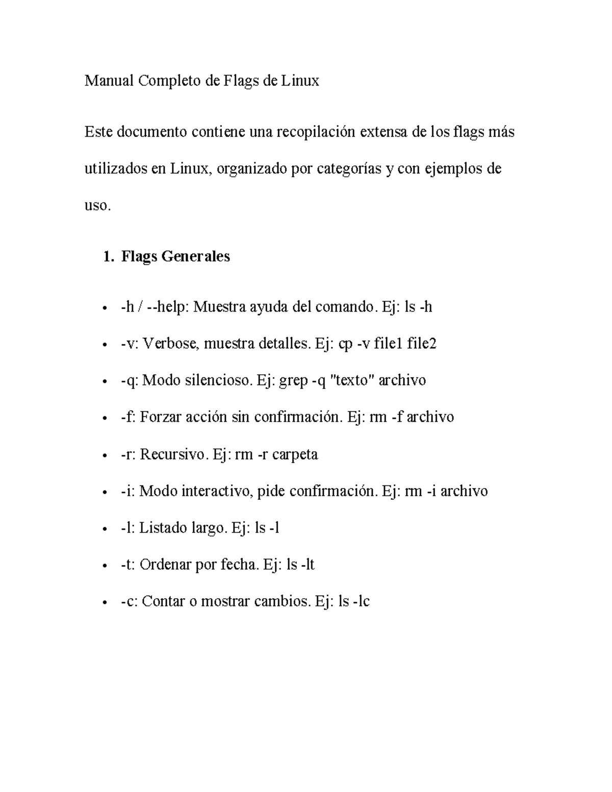 Guía Completa de Flags de Linux: Ejemplos y Uso Práctico - Studocu