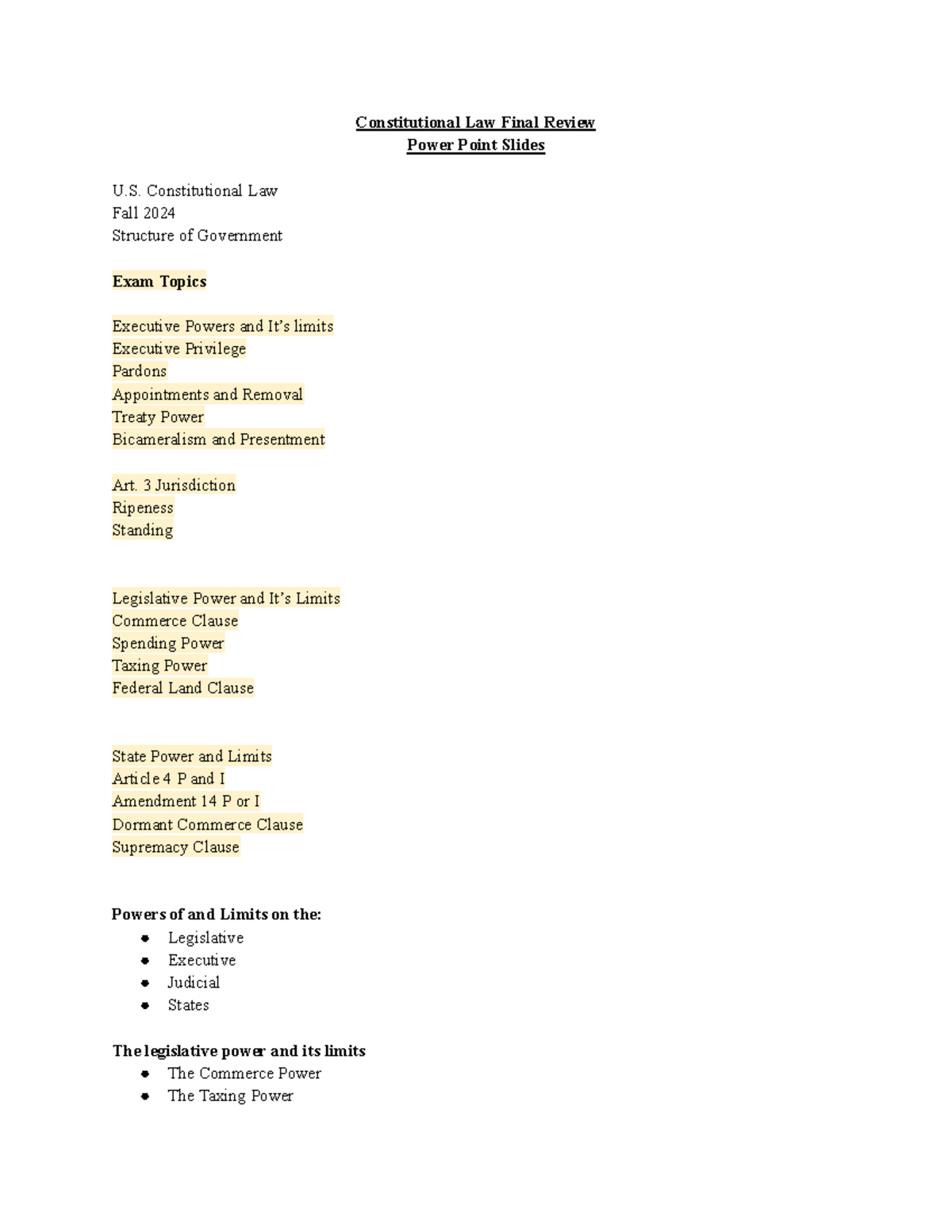 Constitutional Law (Con Law) Final Exam Review: Key Topics & Analysis ...