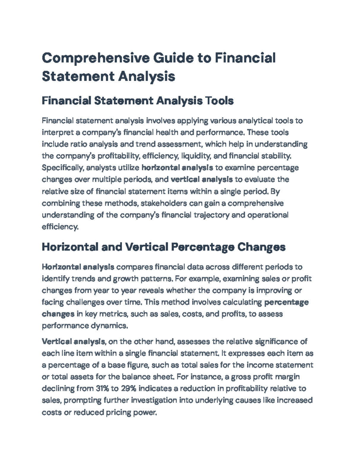 Comprehensive Guide to Financial Statement Analysis and Ratios (FIN 101 ...