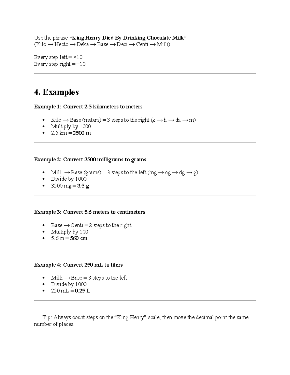 Metric System Conversion Guide (KHDM) - Review Notes - Studocu