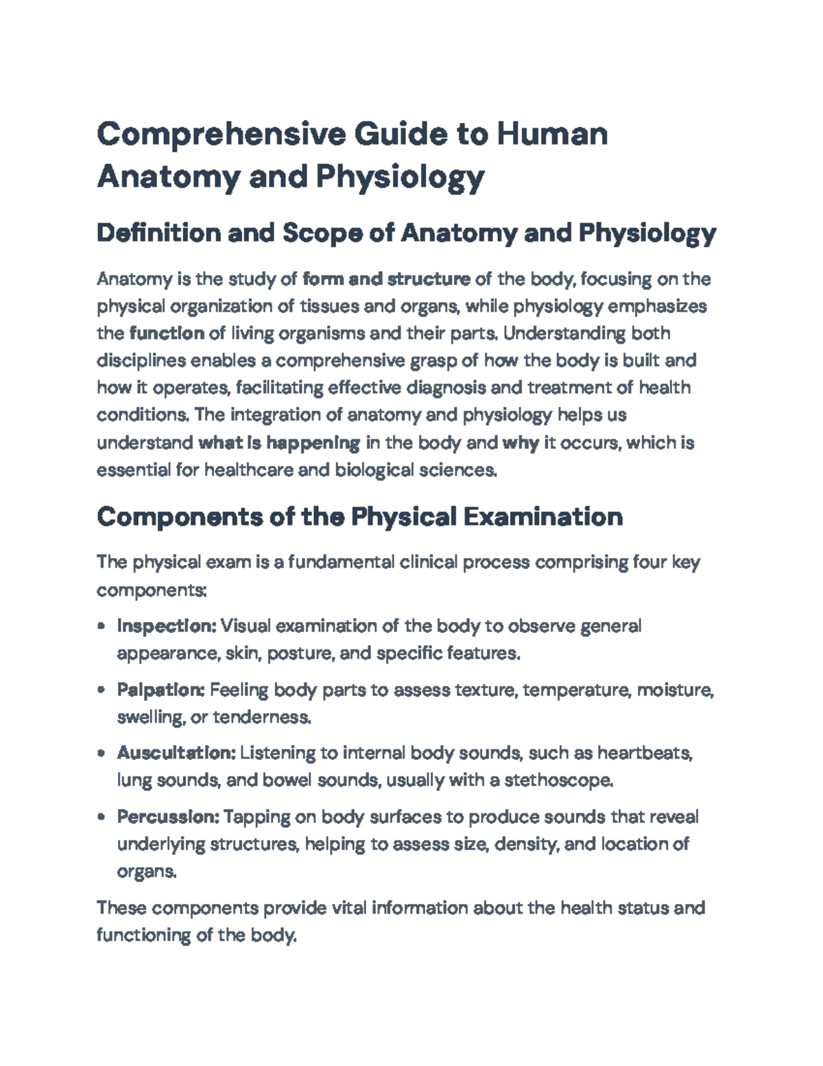 Comprehensive Guide to Human Anatomy & Physiology (ANAT 101) - Studocu