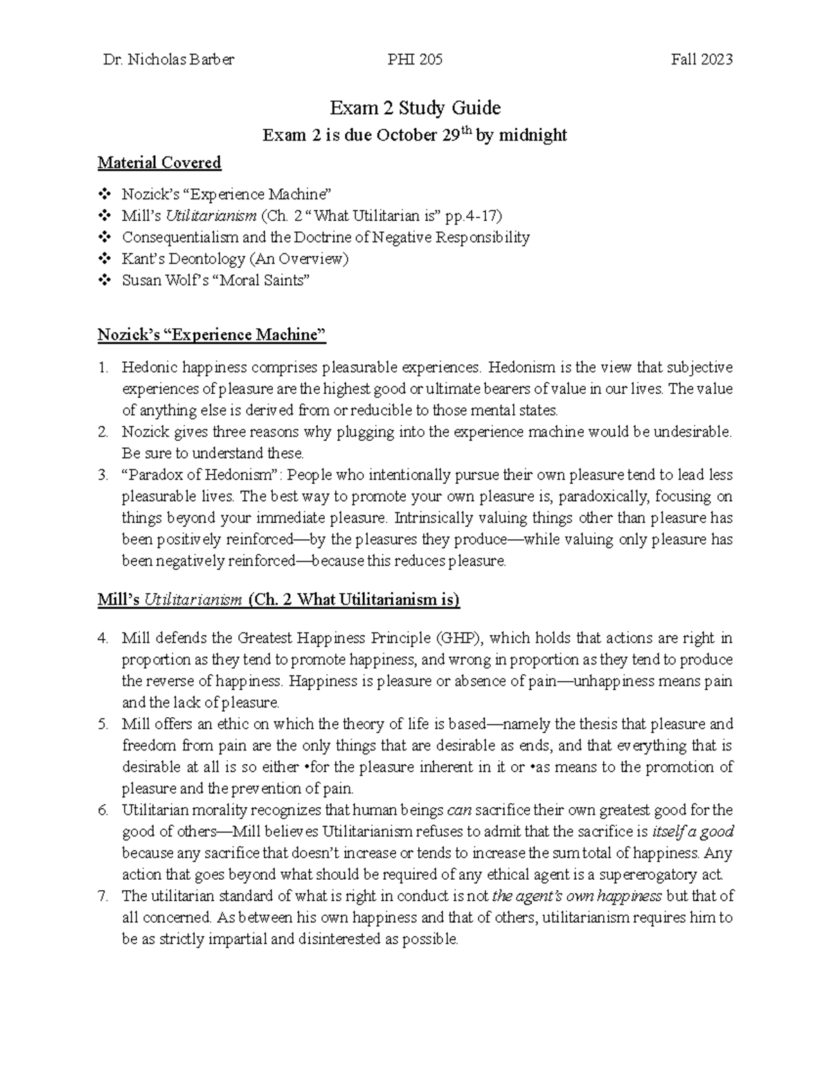 PHI 205 Exam 2 Study Guide: Key Concepts and Theories (Fall 2023) - Studocu