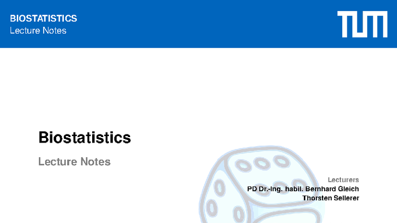 Biostatistics Lecture Notes (BIOSTATISTICS) - 3rd Edition, 2025 - Studocu