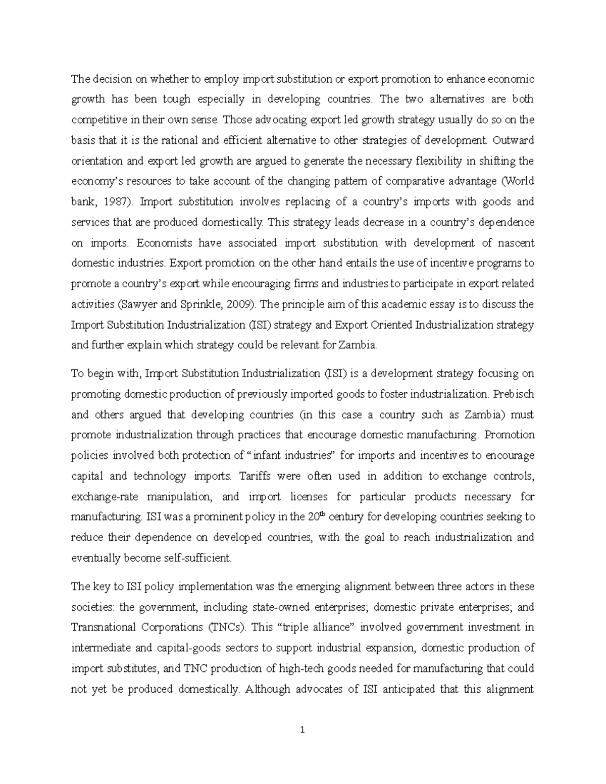 Analysis of ISI vs. Export-Oriented Industrialization Strategies in ...