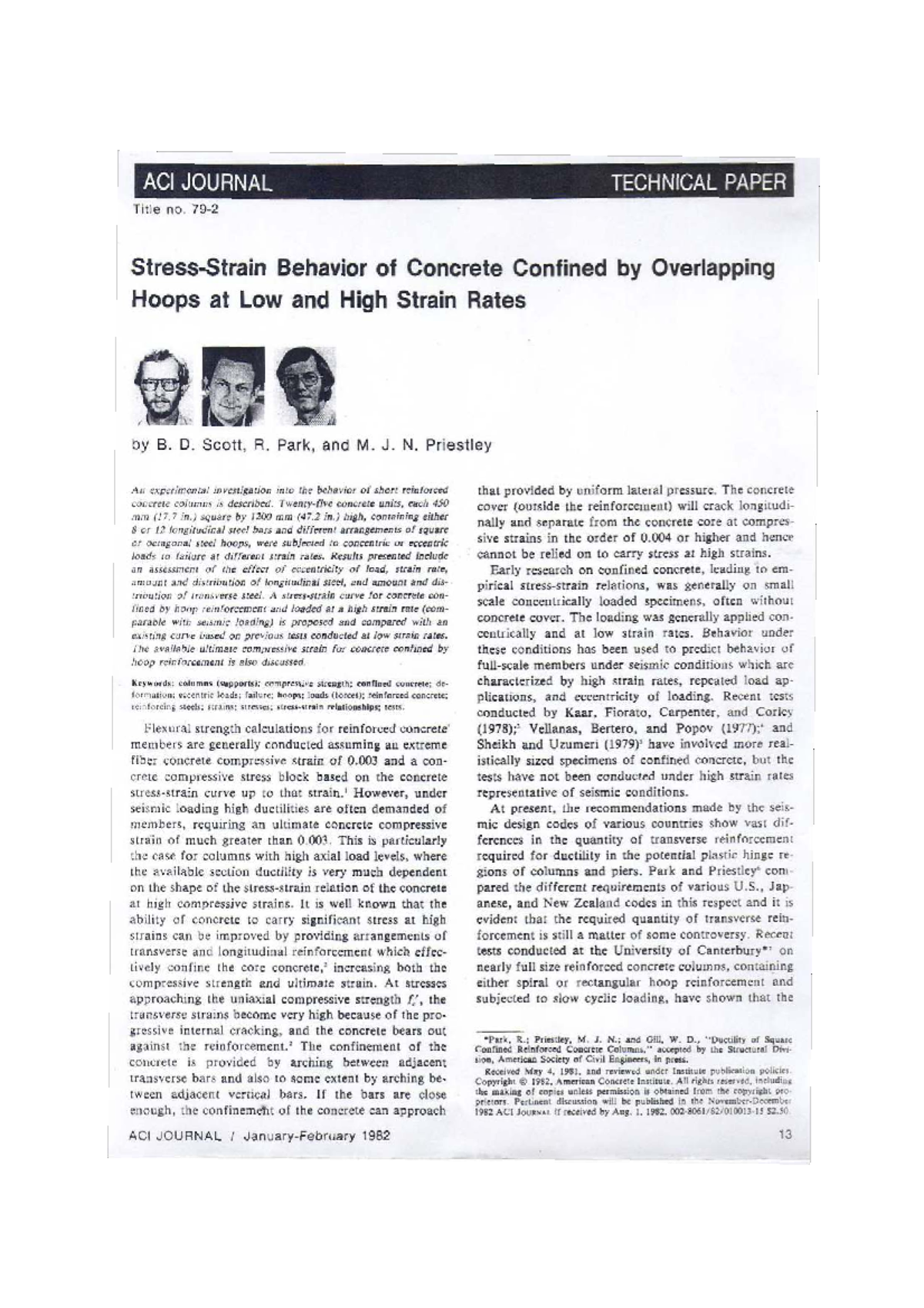 ACI JOURNAL TECHNICAL PAPER: Behavior of Concrete with Confined Hoops ...
