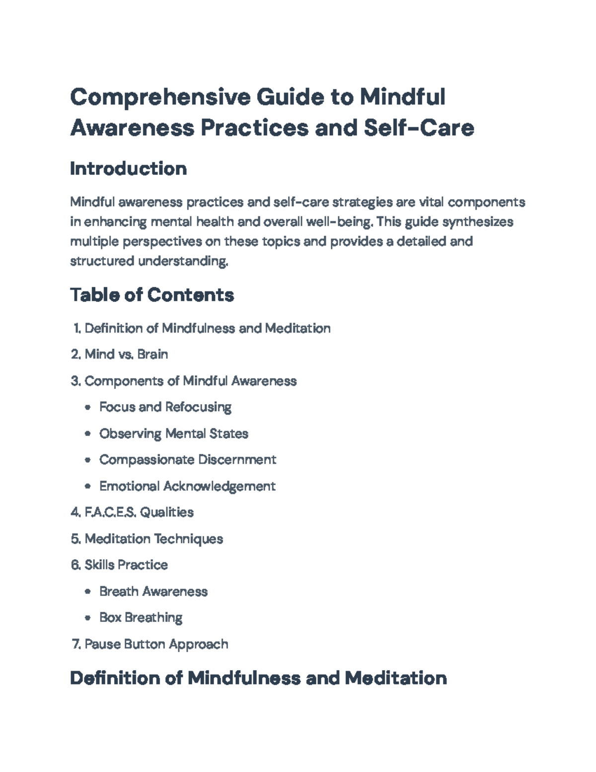 Comprehensive Guide to Mindful Awareness and Self-Care Strategies ...