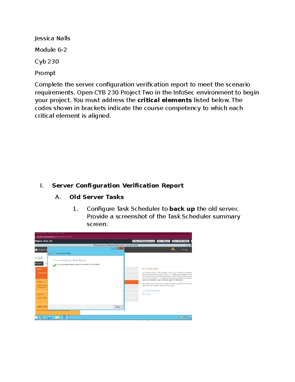 Cyb 230 Module 6.2: Server Configuration Verification Report - Studocu