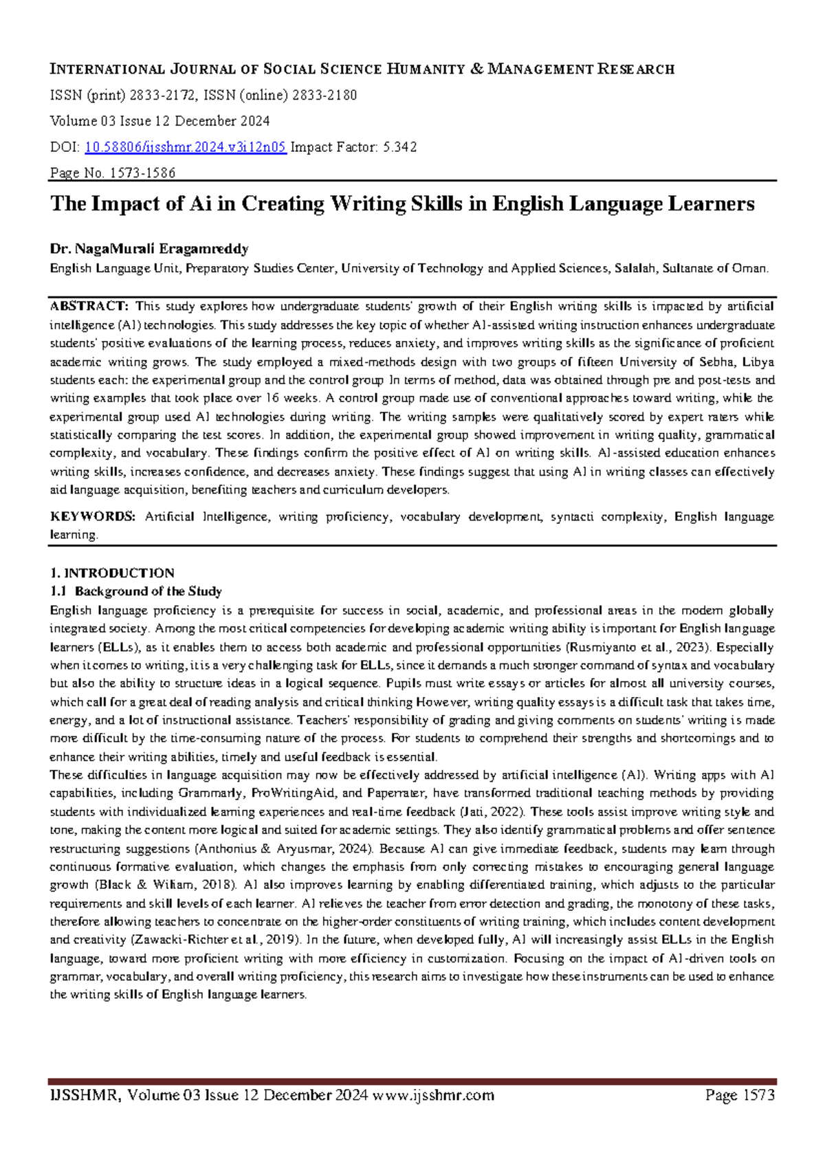 The Impact of AI on Writing Skills in English Language Learners ...