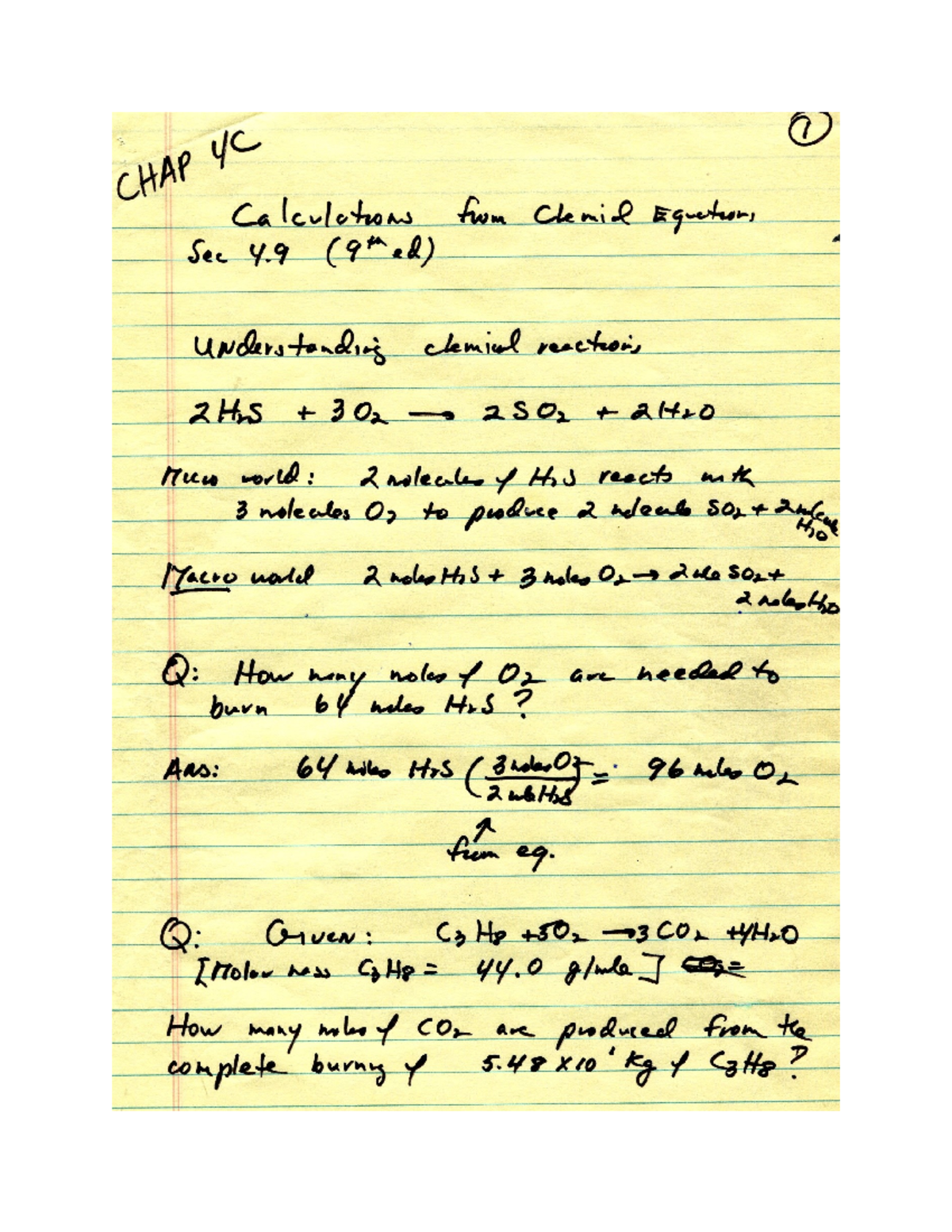 Final Exam Study Notes for Course 2 HrS 302: Chemical Reactions and ...
