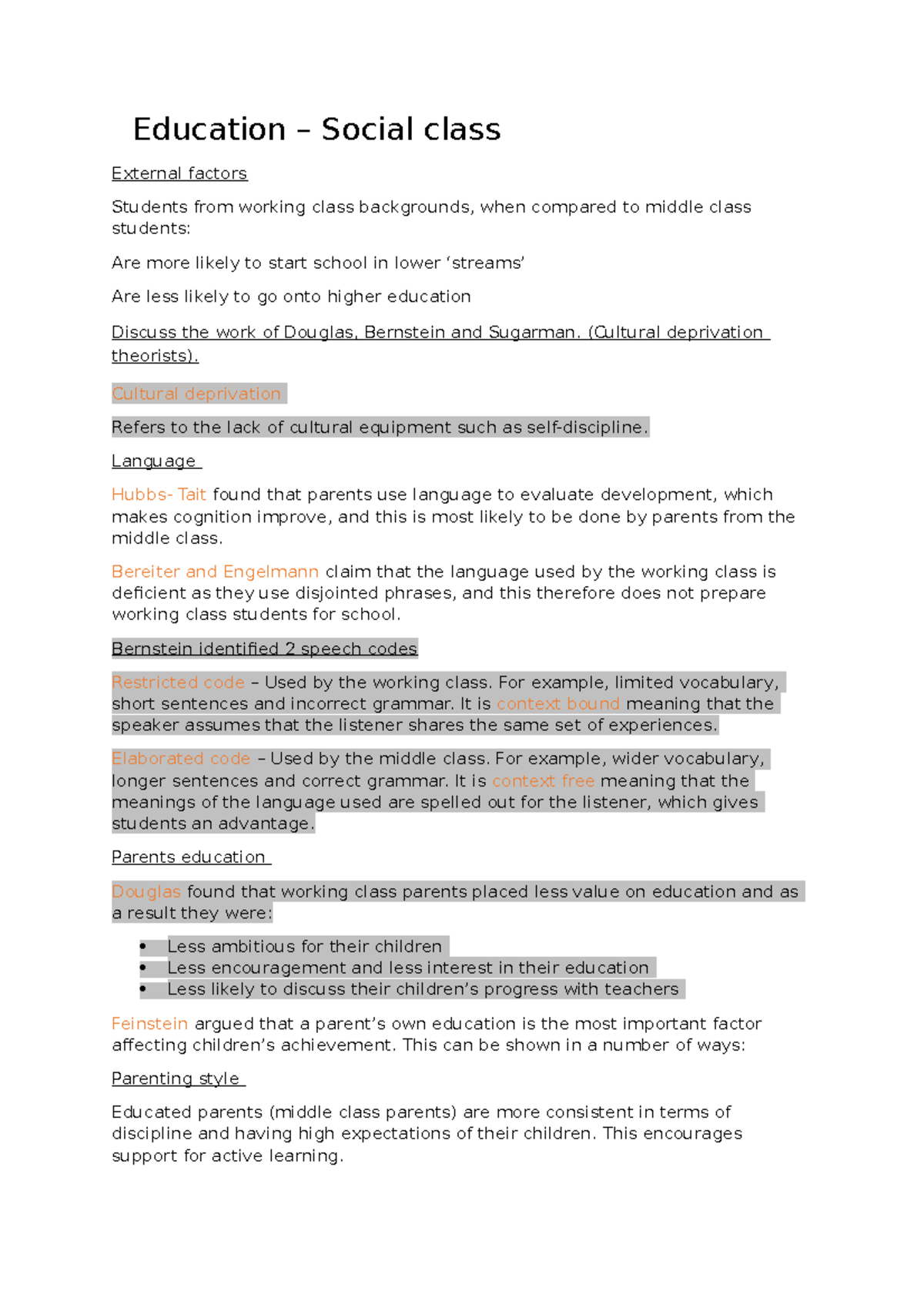 Topic 1 - External Factors Influencing Social Class in Education - Studocu