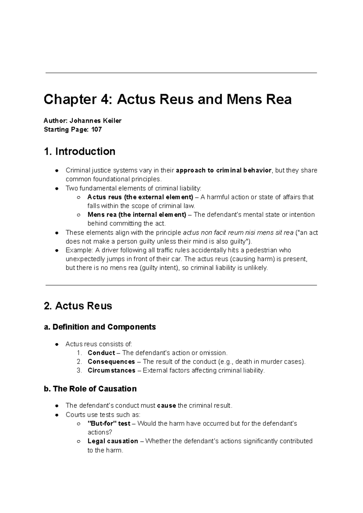 Chapter 4 & 7: Actus Reus and Mens Rea in Criminal Law (CRIM 5 ...