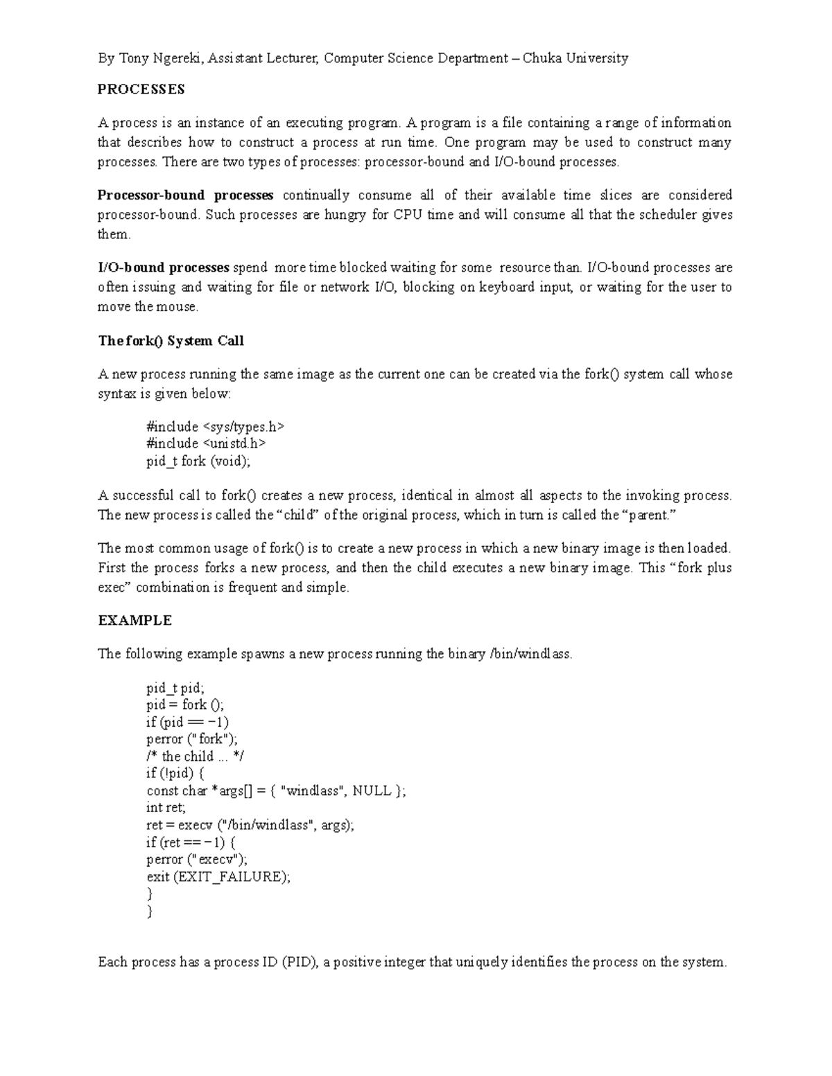 Systems Programming (CS101) - Understanding Processes and Fork System ...