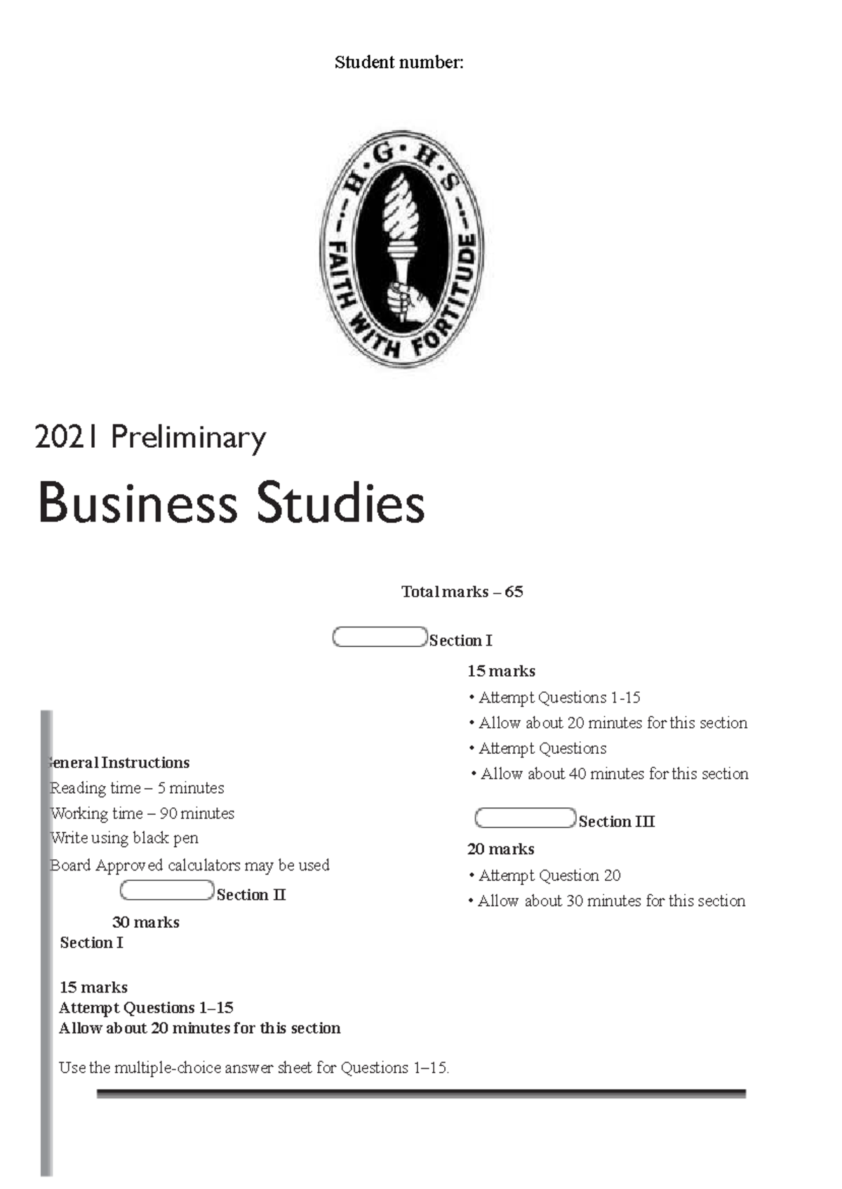 2021 Preliminary Business Studies Exam - Hornsby Girls - Studocu
